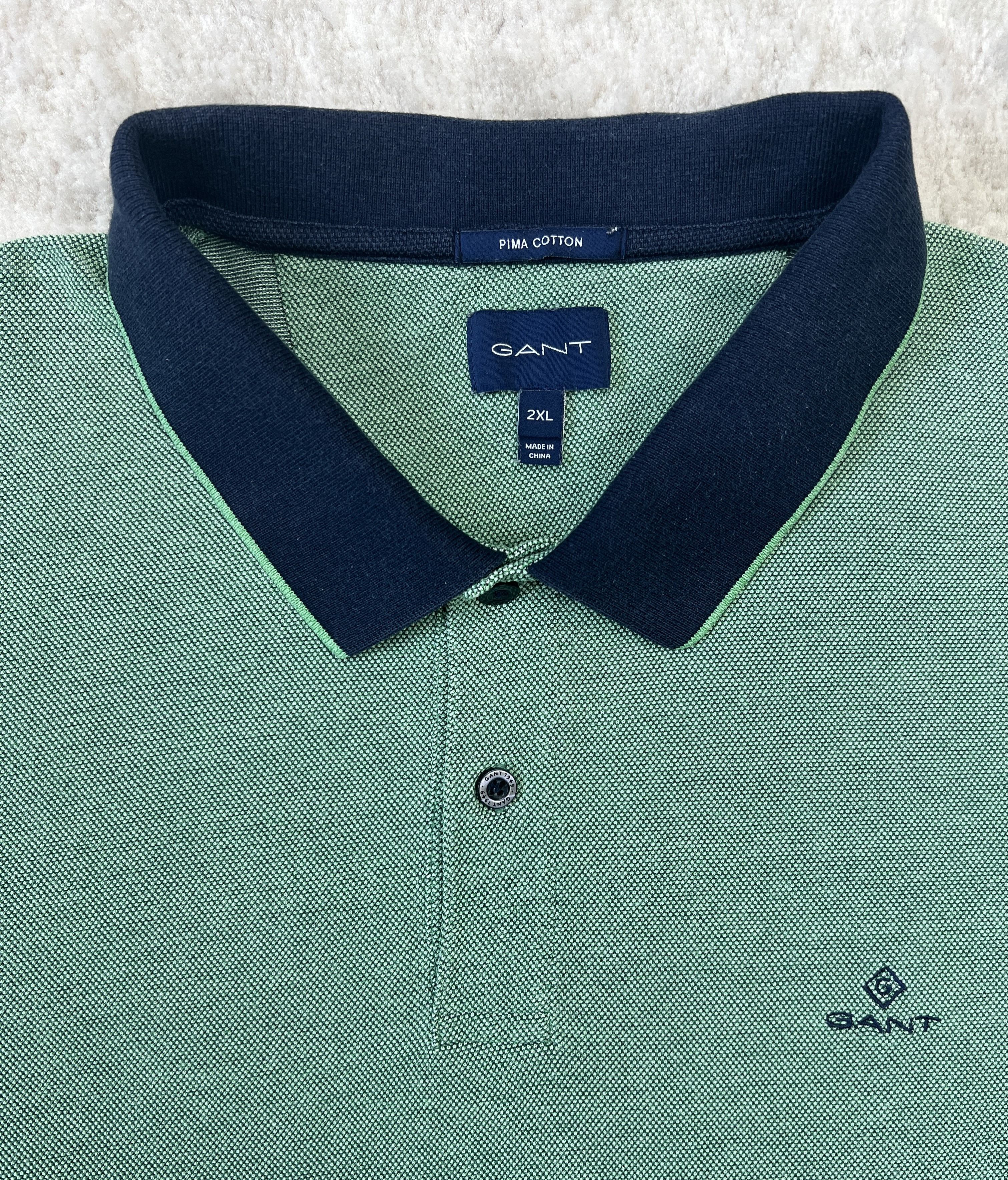 Gant GANT Pima Cotton Green Polo Shirt Size US L / EU 52-54 / 3 - 2 Thumbnail