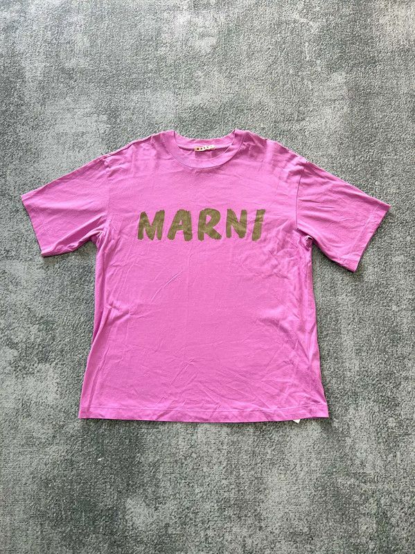 Marni Marni Pink Logo Print Short Sleeve T-Shirt 0089 Size XS / US 0-2 / IT 36-38 - 1 Thumbnail