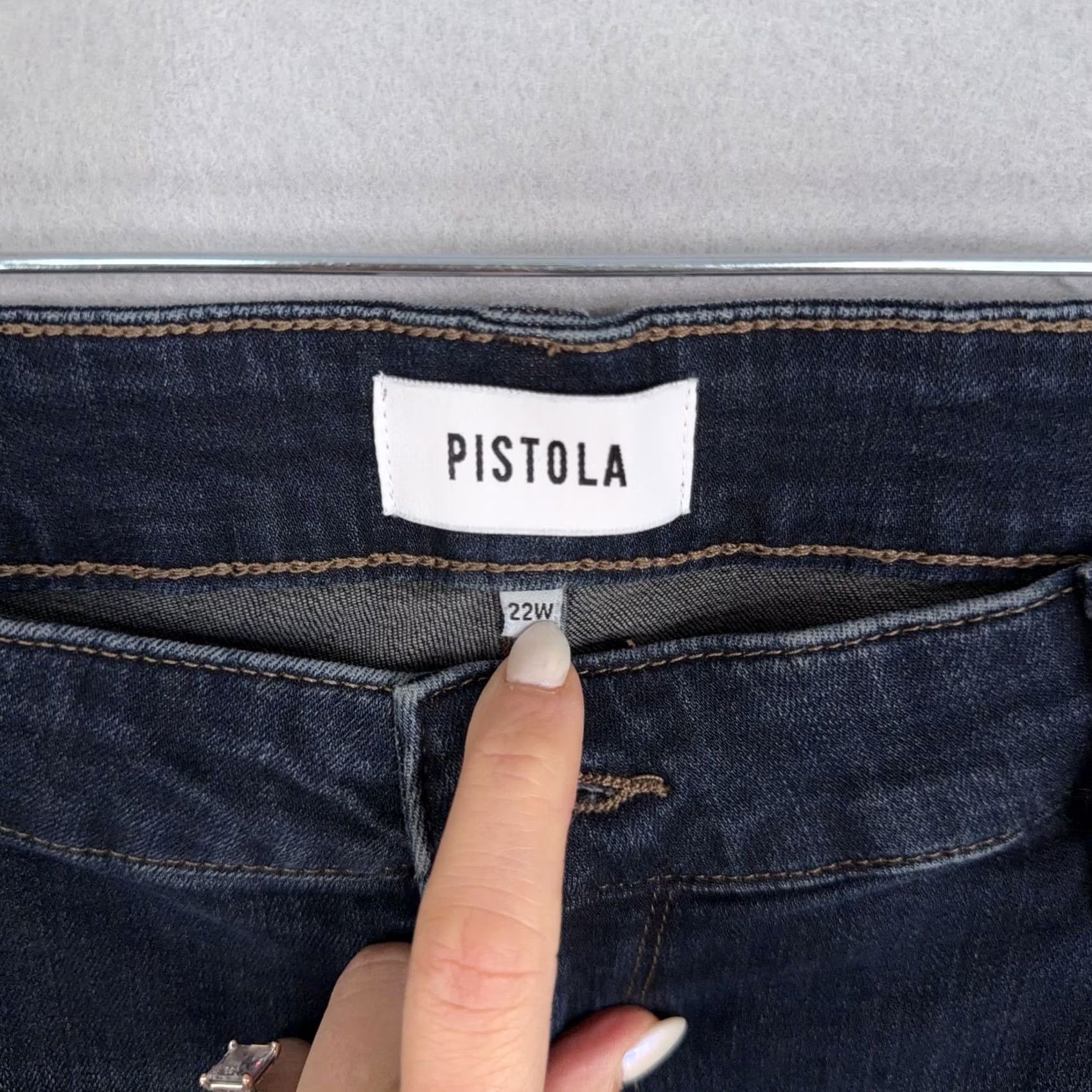 Pistola Pistola Jeans Womens Plus 22W Blue Dark Wash High Rise Bootcut Stretch Denim 90s Size 40" / US 18 - 4 Thumbnail