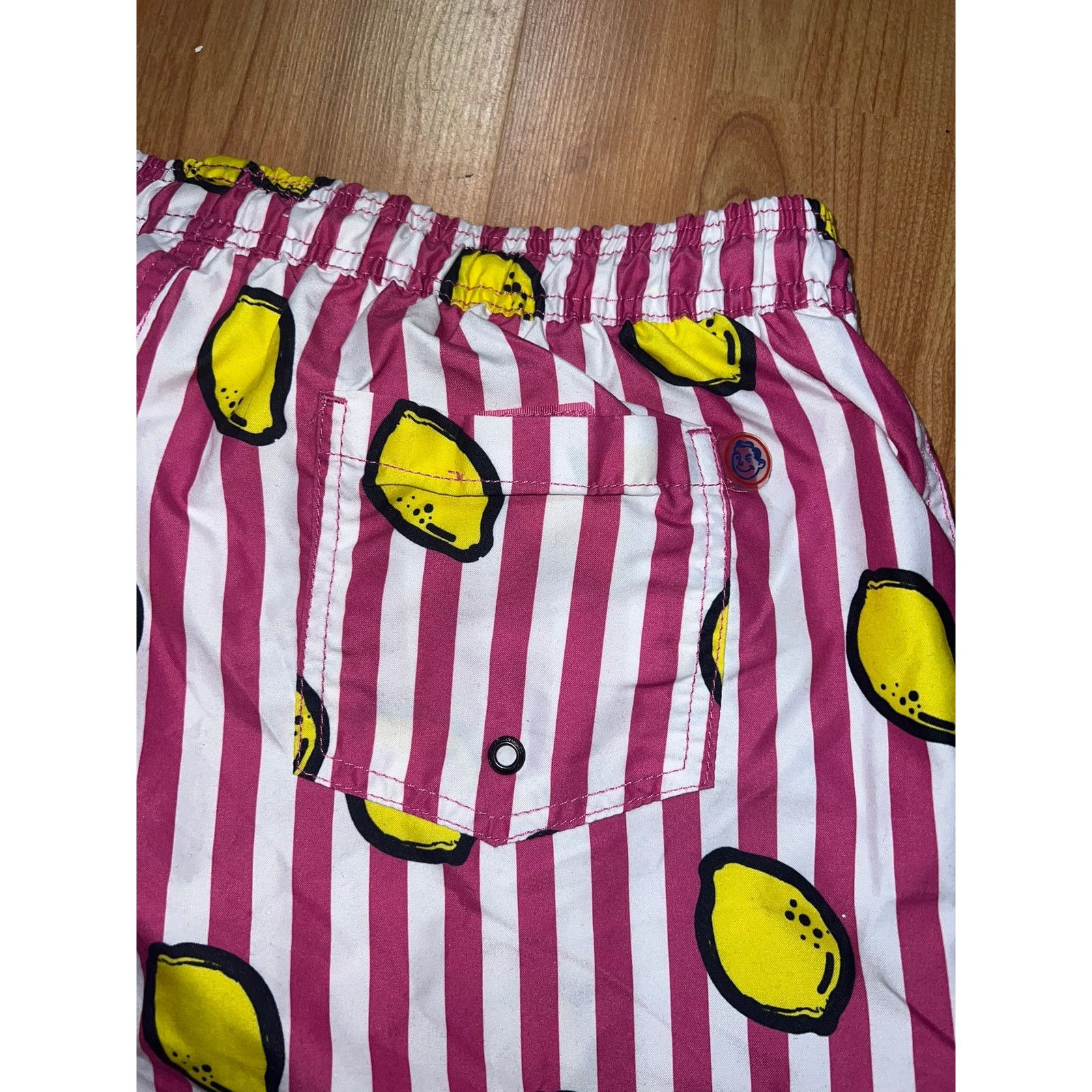 Vintage Mr Swim Lemon Swim Shorts Trunks Lemons Pink Fruit XL Size US 36 / EU 52 - 8 Thumbnail