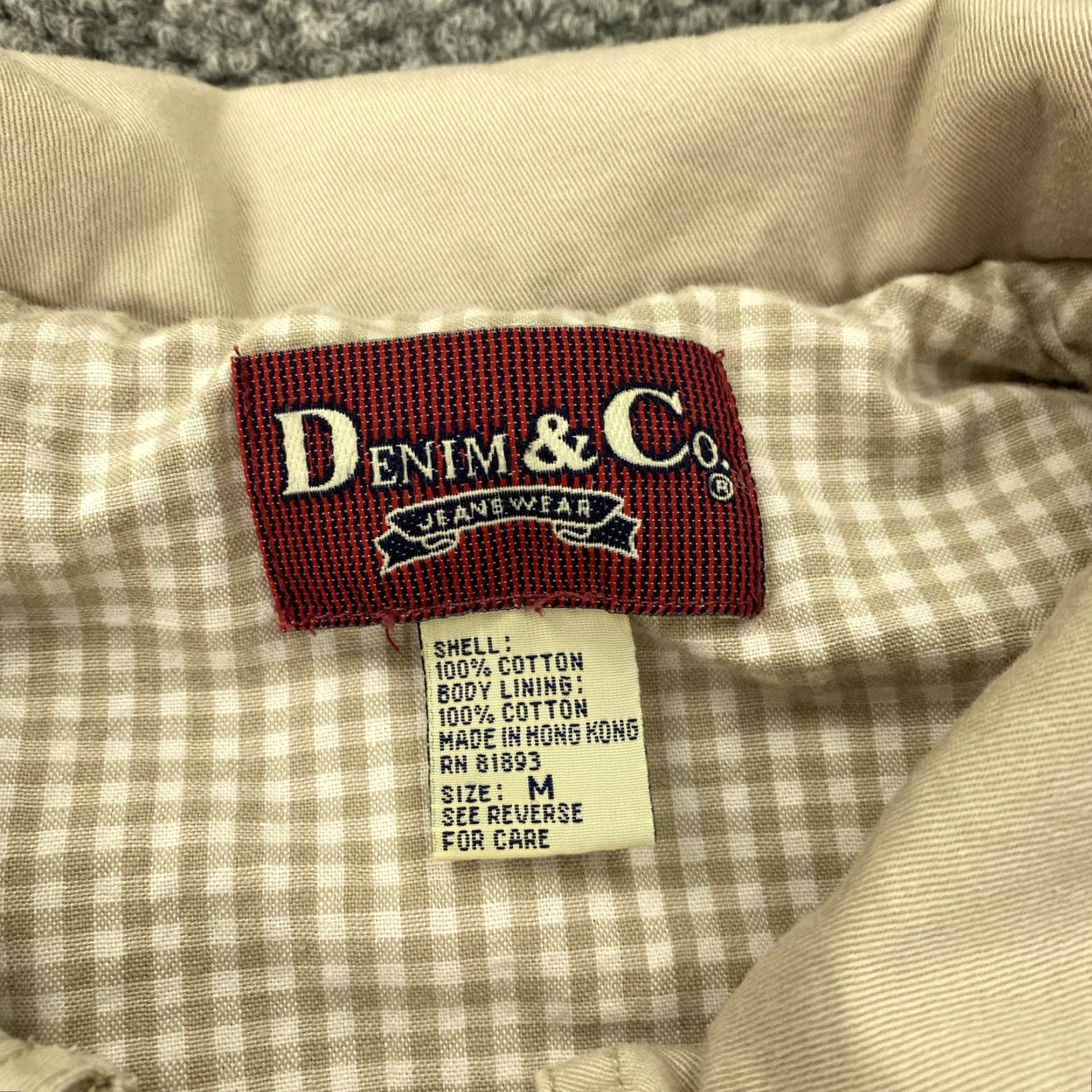 Denim & Co. VINTAGE Denim & Co. Womens Jacket Medium Beige Cotton Utility Gingham Plaid Lined Casual Outdoor Fall Size M / US 6-8 / IT 42-44 - 3 Thumbnail