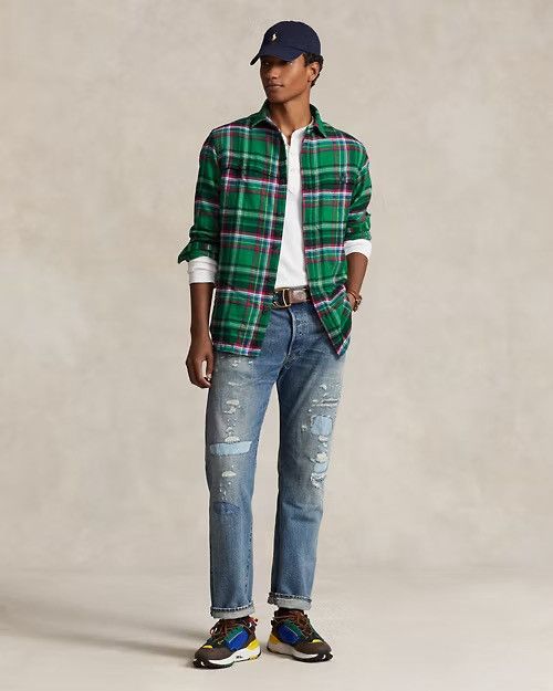 Polo Ralph Lauren Polo Ralph Lauren Classic Fit Suede-Patch Plaid Workshirt Size US XL / EU 56 / 4 - 3 Thumbnail