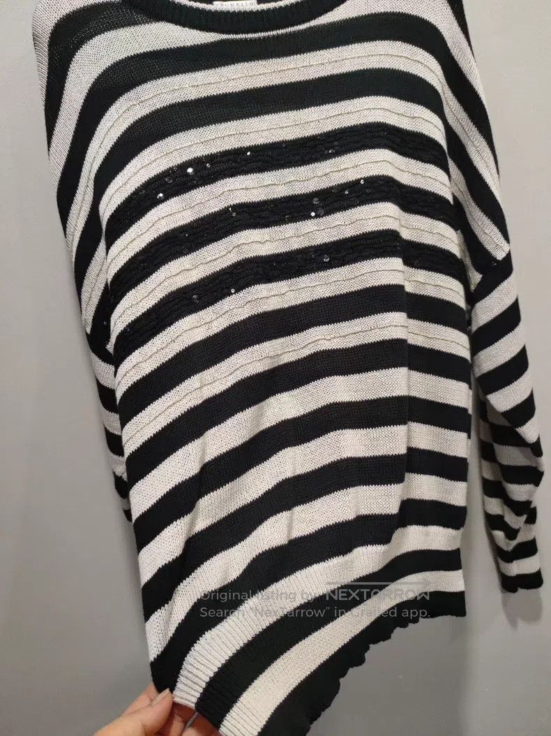 Brunello Cucinelli Brunello Cucinelli Sequin sweater with black and white str Size XXL / US 16-18 / IT 52-54 - 2 Thumbnail
