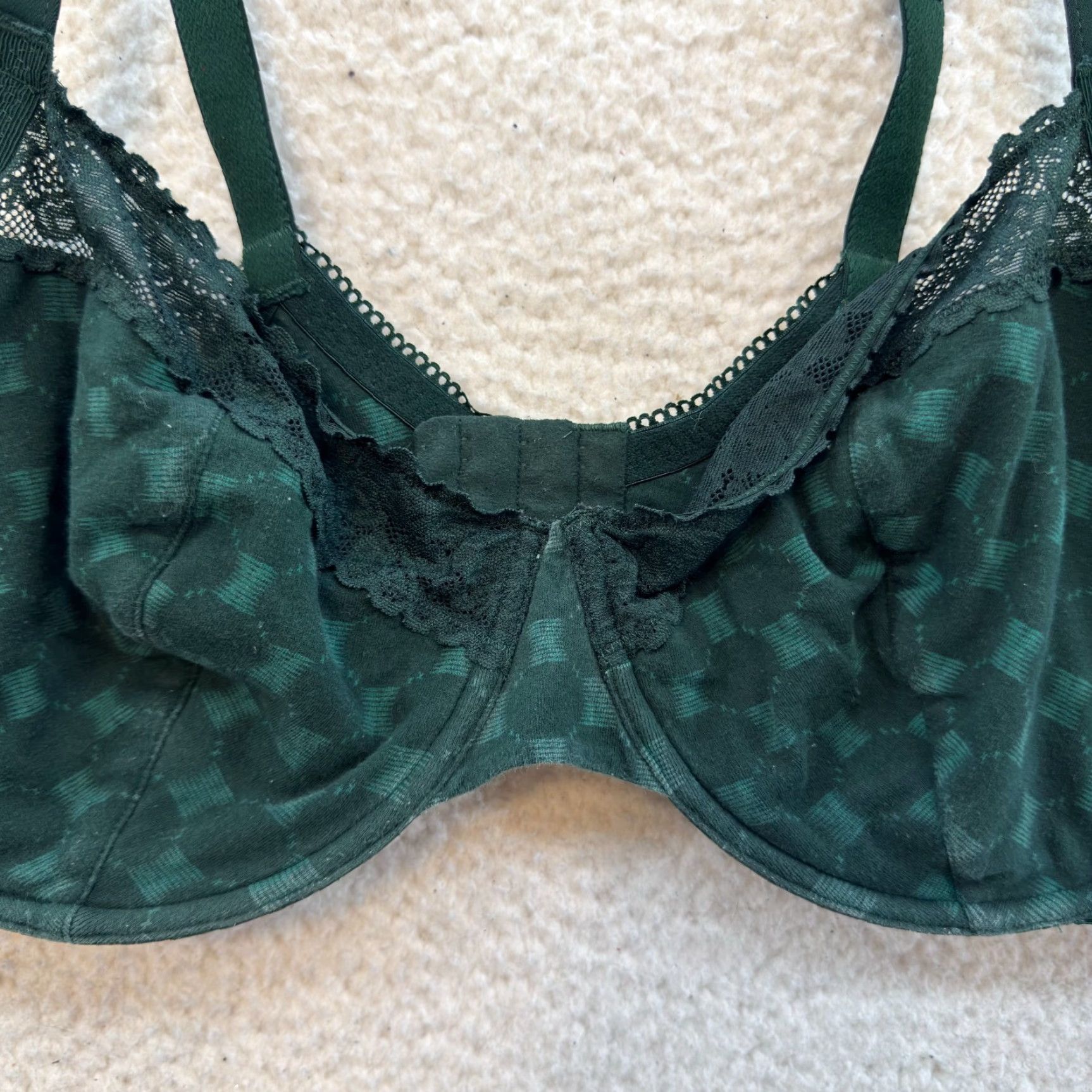 Vintage Savage X Fenty Balconette Bra 44DD Plus Size Emerald Green Unlined Underwire Green Women's Bra DD Balconette Size ONE SIZE - 3 Thumbnail