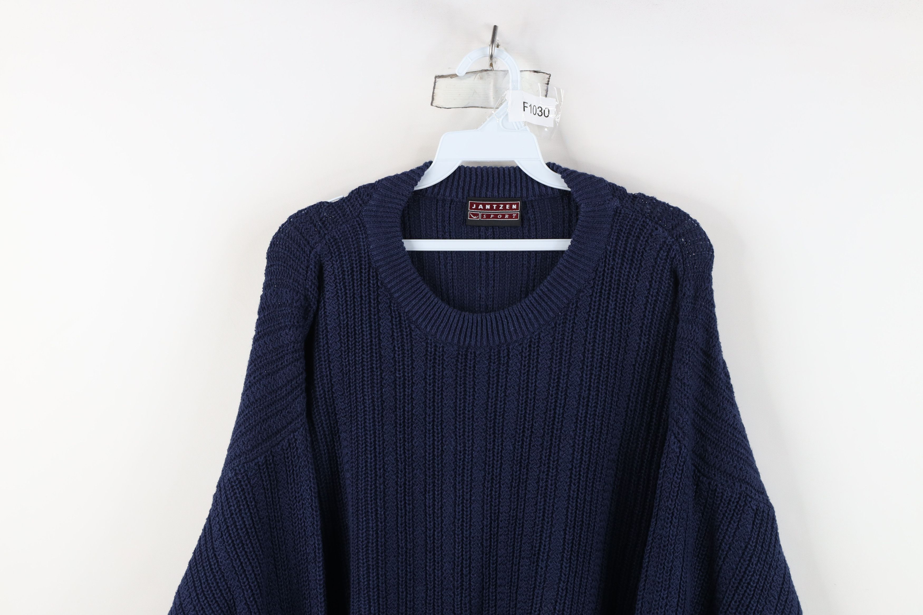 Vintage Vintage 90s Streetwear Ribbed Knit Crewneck Sweater Blue Size US XL / EU 56 / 4 - 2 Thumbnail