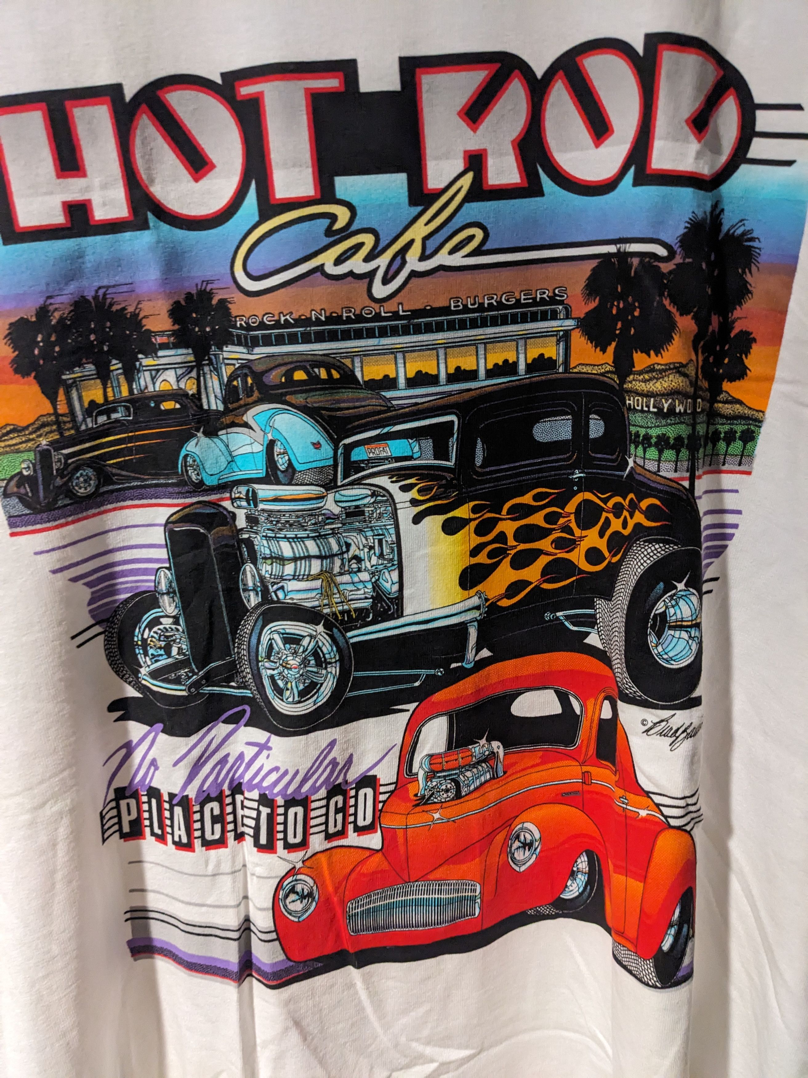 NASCAR × Vintage Vintage Y2K Hot Rod Cafe Ford Chevy Flames Racing T-Shirt Size US L / EU 52-54 / 3 - 2 Thumbnail
