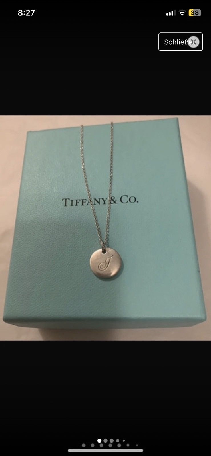 Tiffany & Co. Letter F Pendant 925 Sterling Silver Necklace