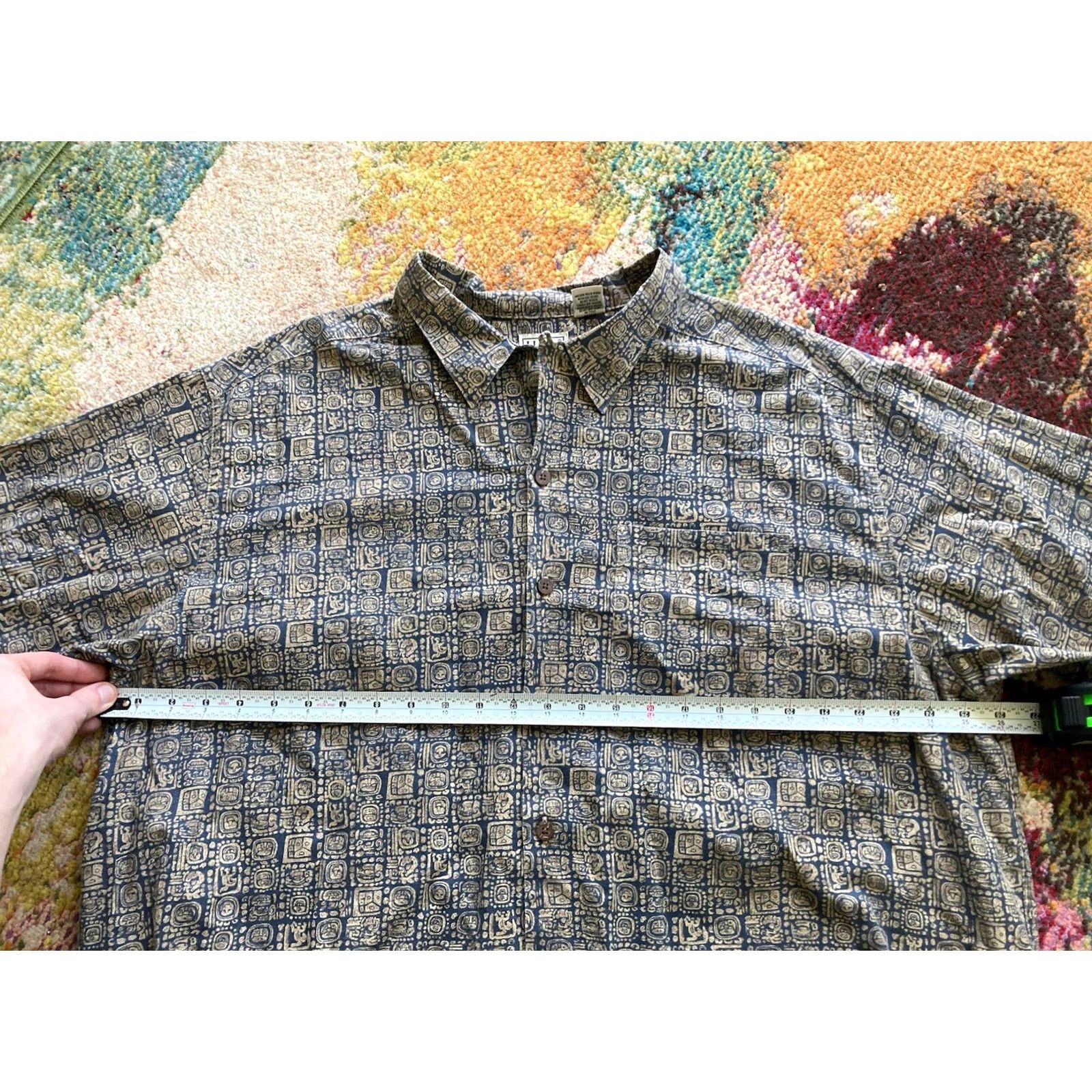 Vintage LL Bean Mens XL Button Up Shirt Tropics Camp Southwest Hawaiian Aztec Collar Casual Size US XL / EU 56 / 4 - 3 Thumbnail