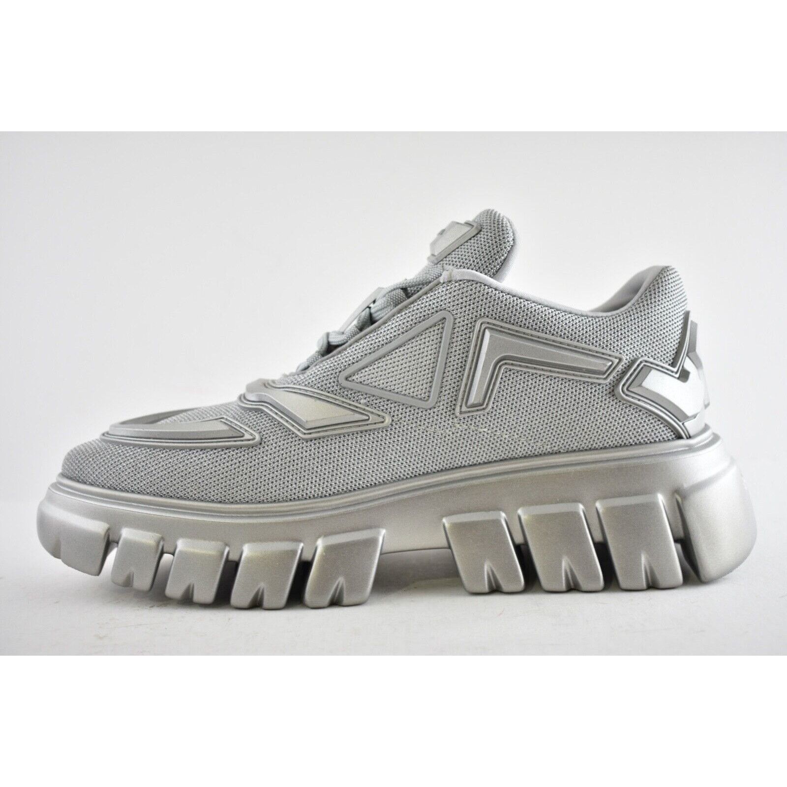 Prada Prada Monolith Sole Silver Platform Flat Low Sneaker 39.5 Size US 9.5 / IT 39.5 - 8 Thumbnail