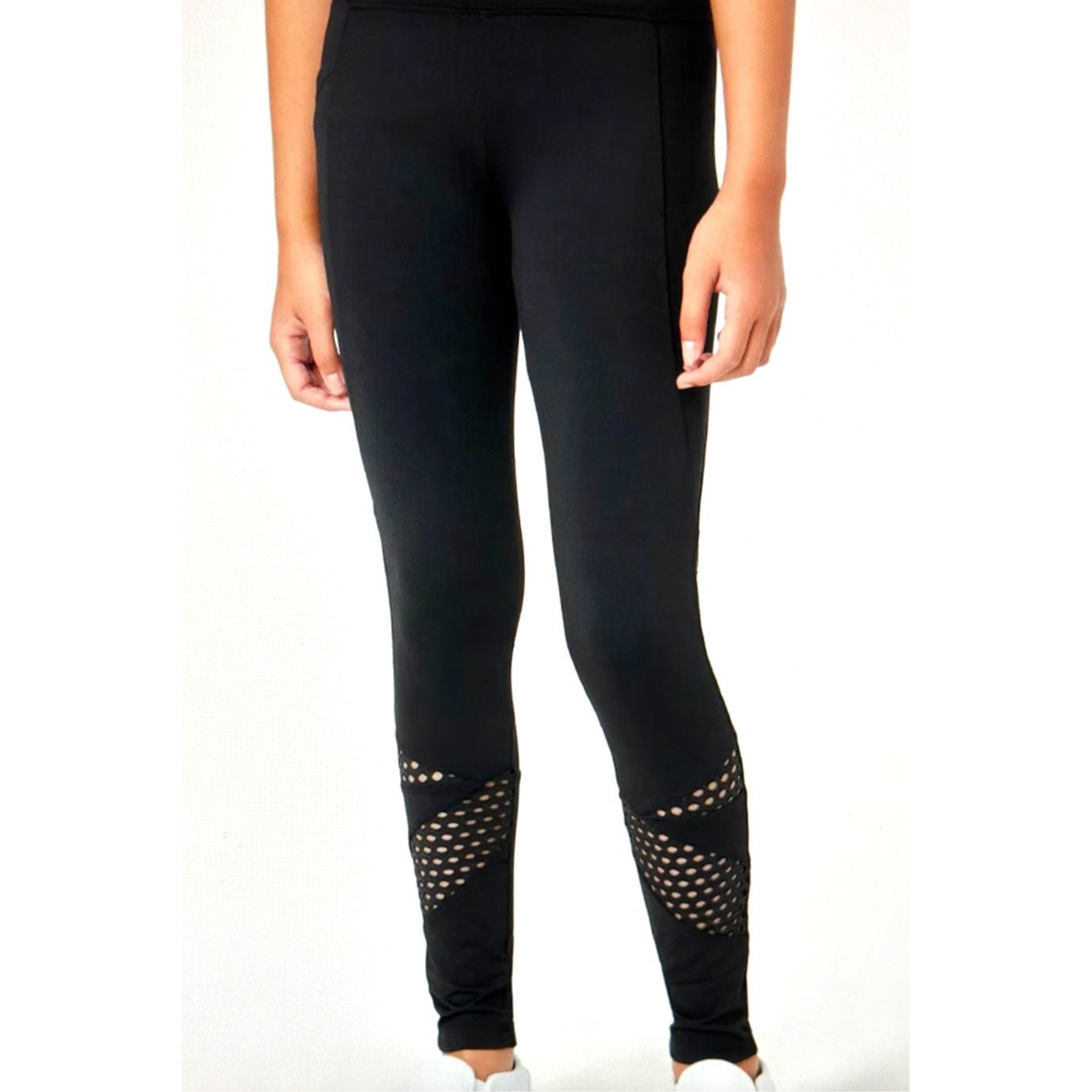 Other Justice Mesh Cut Out Full Length Leggings Black kids M (10) Size 32" / US 10 / IT 46 - 6 Thumbnail