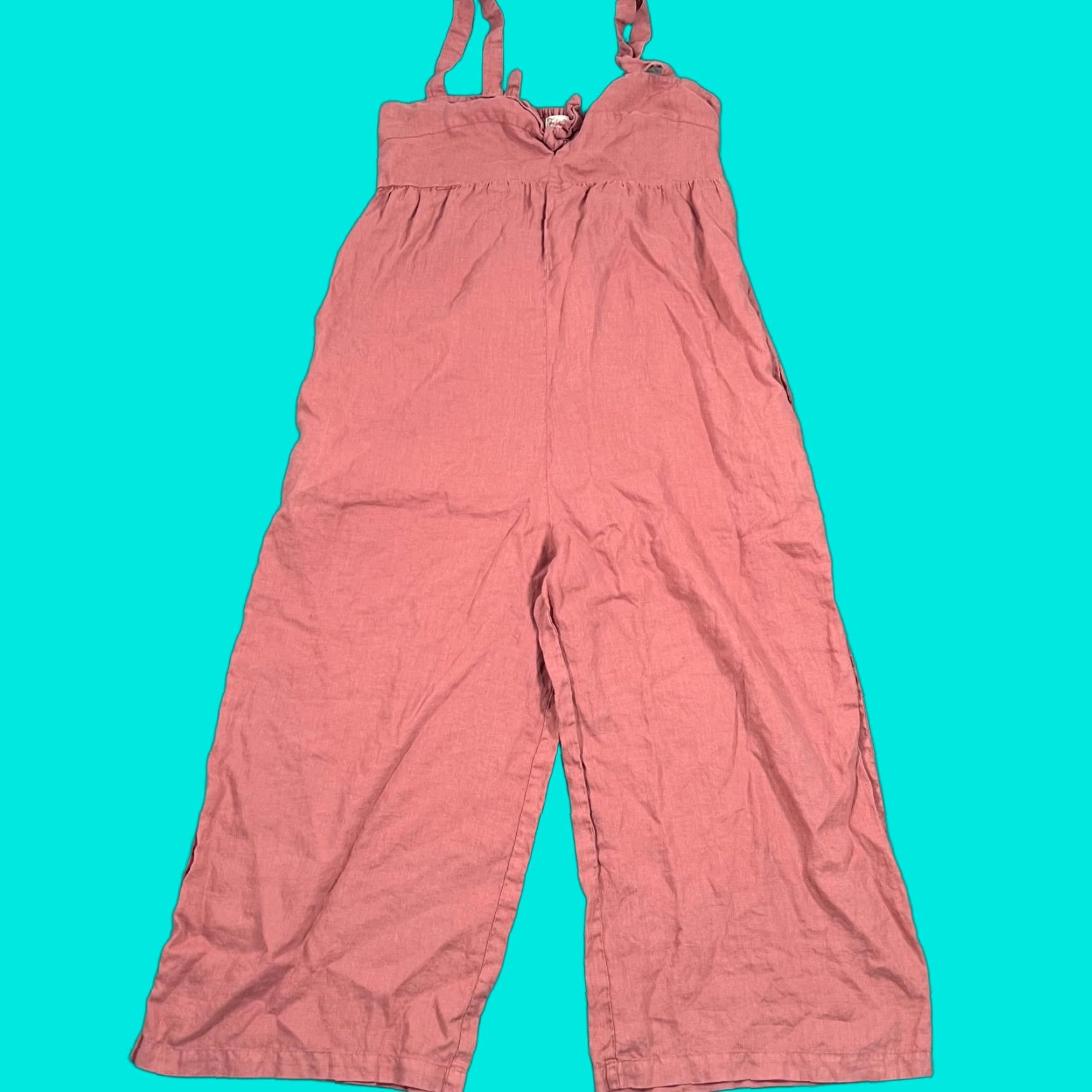 VINTAGE Faherty Tatiana Linen Jumpsuit One-Piece Sleeveless Women’s Medium Mauve Pink Bohemian Linen Twill 100% Linen Womens