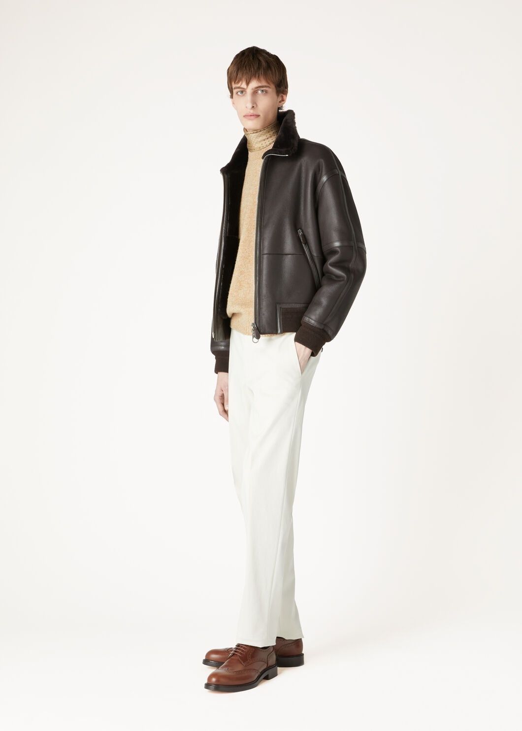 Loro Piana o1w1db10725 FAO6211 Mastallone Crewneck Sweater in Beige Size US L / EU 52-54 / 3 - 2 Thumbnail