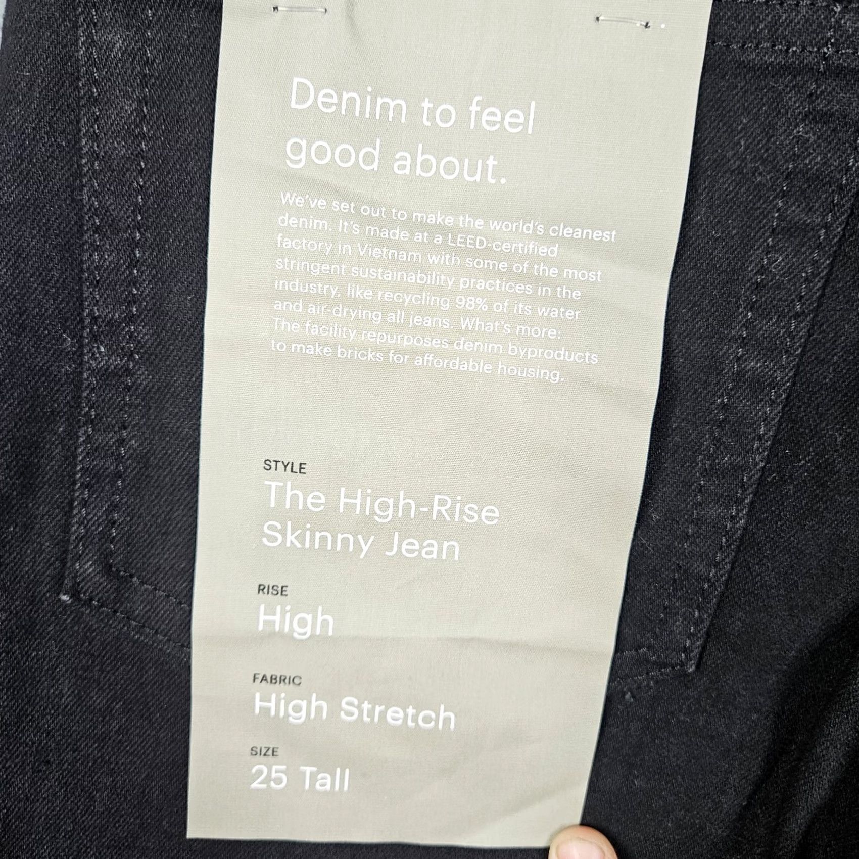 Everlane EVERLANE Women's Black Authentic Stretch High-Rise Skinny Jeans Size 25 NEW Jeans Womens Black 25 Skinny Size 42" / US 20 - 7 Thumbnail