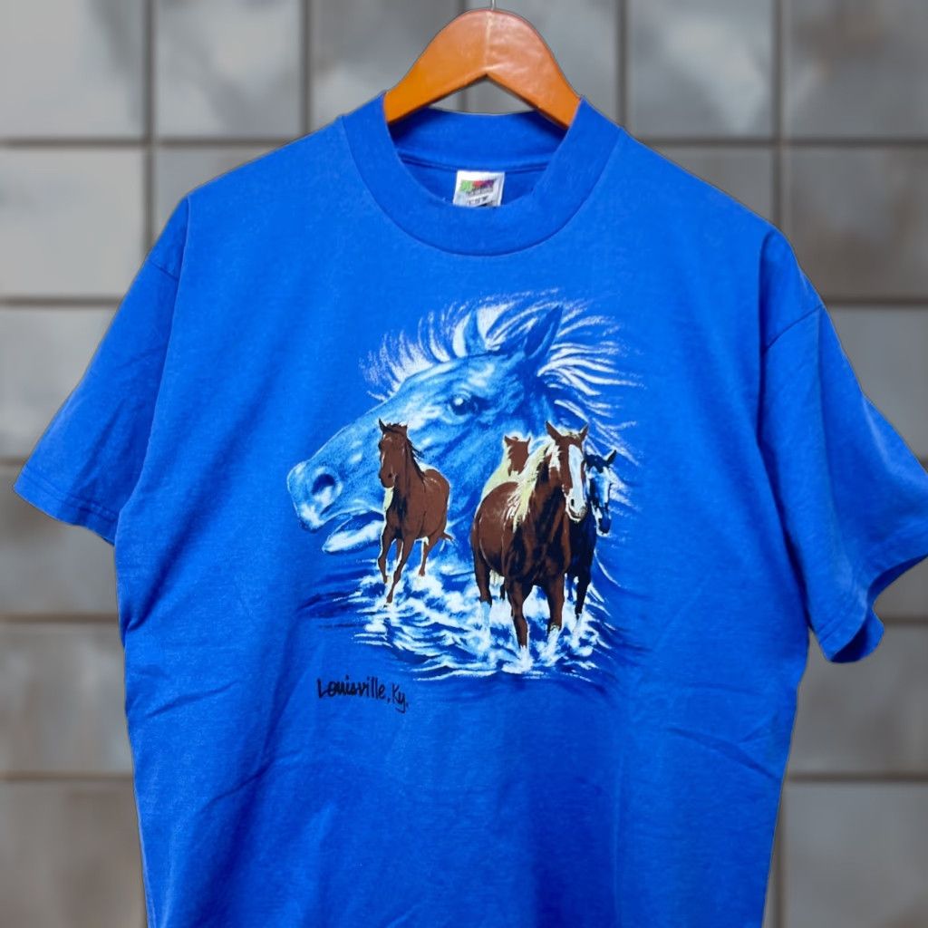 NFL VINTAGE NFL T-Shirt Men XL Blue 90s Horse Art Animal Nature Sports Shirt Size US XL / EU 56 / 4 - 1 Thumbnail