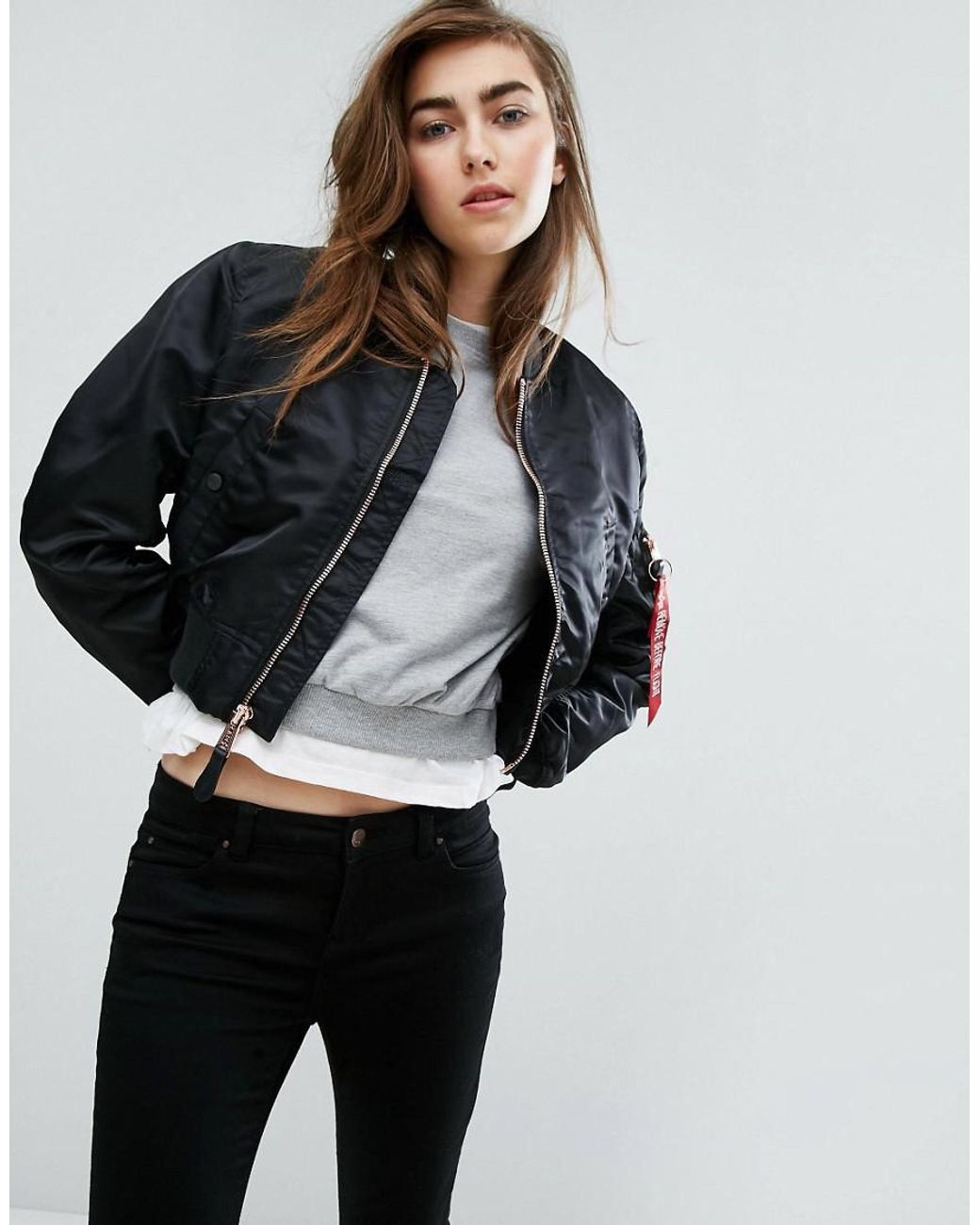 image of Adam Et Rope' Ma-1 Bomber Jacket in Black, Women's (Size XS)