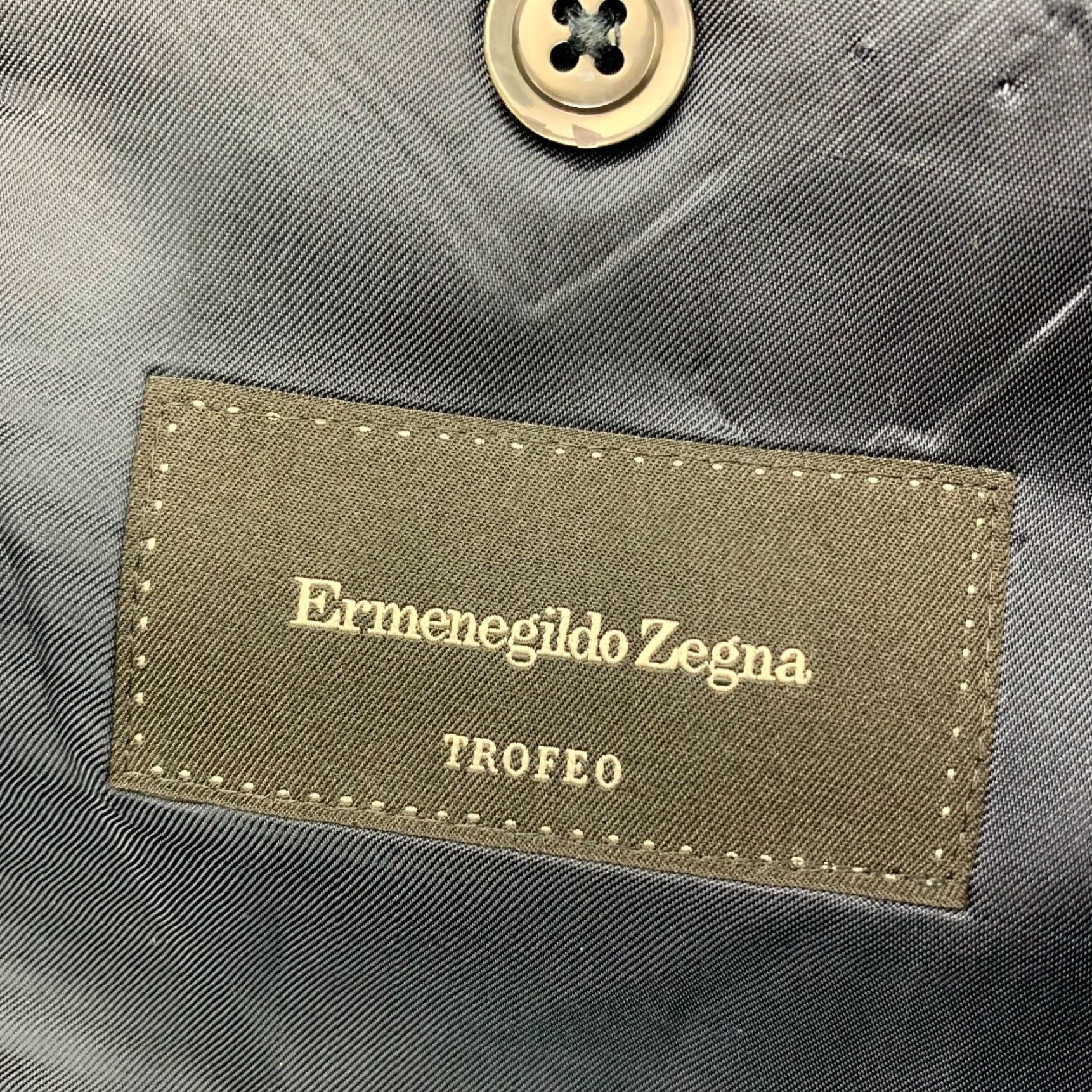 Ermenegildo Zegna VINTAGE Ermenegildo Zegna Blazer Men Navy Stripe 100% Wool Trofeo 44L Two-Button Single-Breasted Cancer? Size 44R - 5 Thumbnail