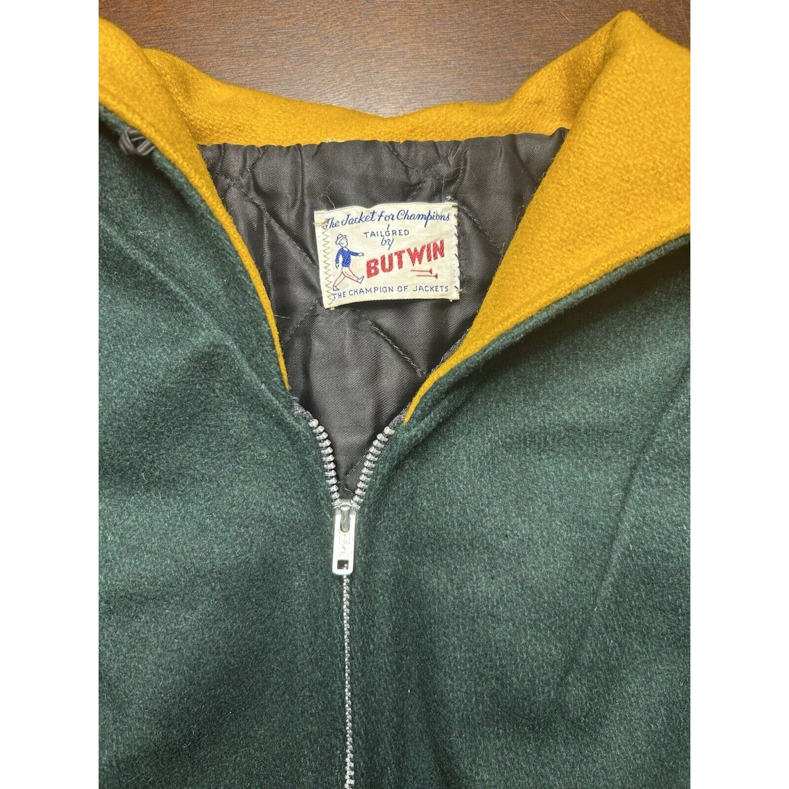 Vintage 1960s Butwin Talon Zipper Hooded Letterman Varsity Jacket Size US XS / EU 42 / 0 - 3 Thumbnail