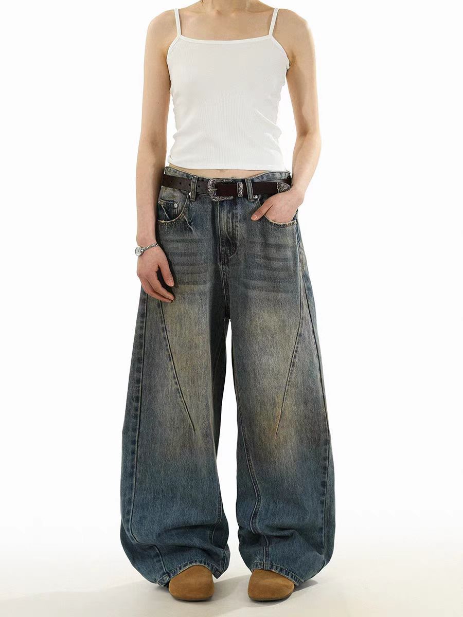 Vintage Washed and distressed baggy patchwork jeans Size US 32 / EU 48 - 2 Thumbnail