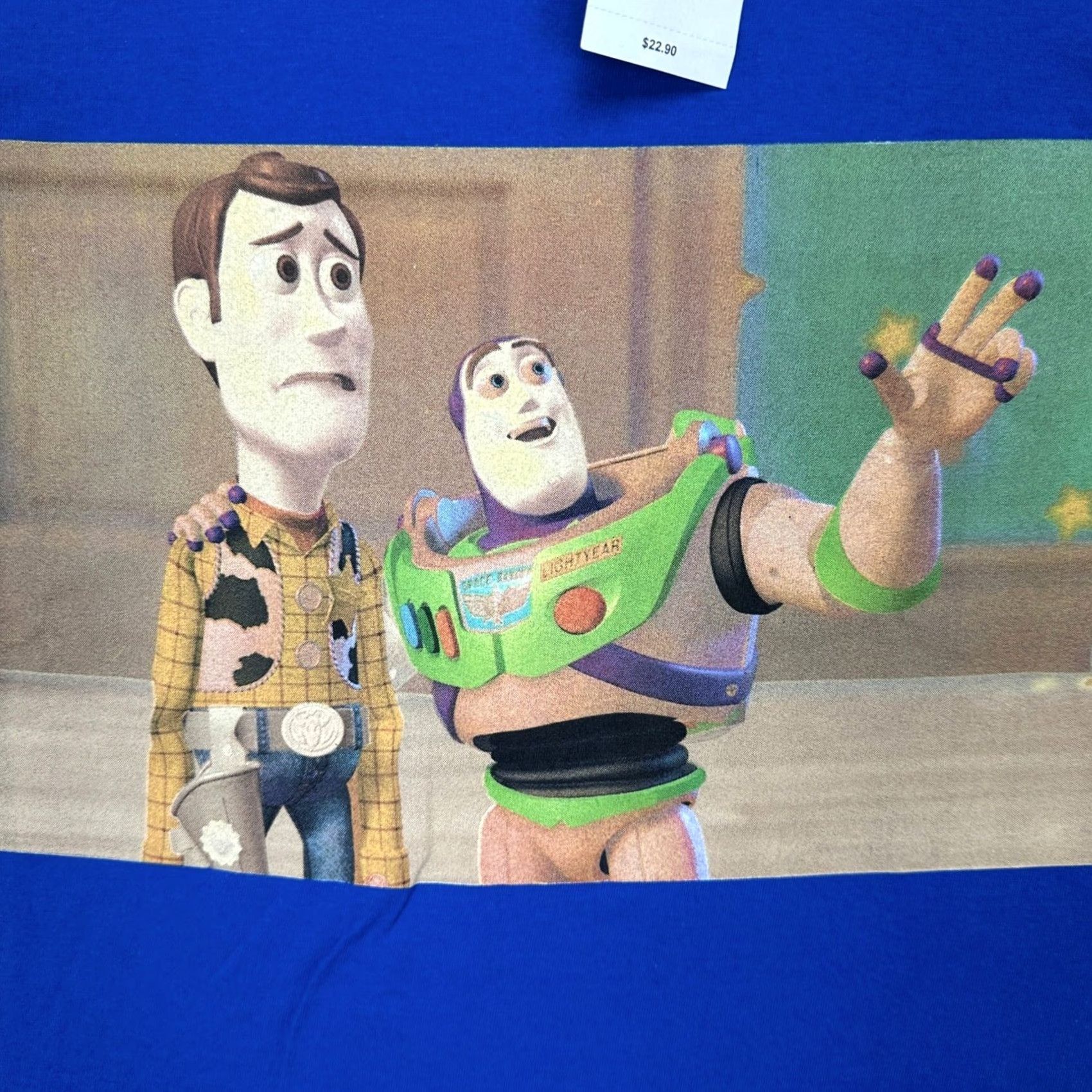 Disney Disney Pixar T-Shirt Men Toy Story Blue Woody Buzz Lightyear Graphic Print Short Sleeve Crew Neck Large) Size US L / EU 52-54 / 3 - 6 Thumbnail