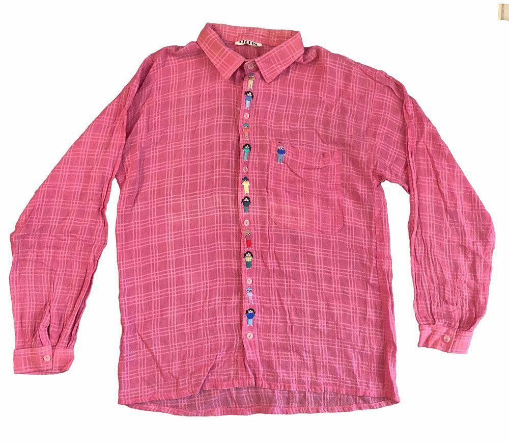 Designer Used Mens Embroidered Pink Shirt M Size US M / EU 48-50 / 2 - 1 Thumbnail