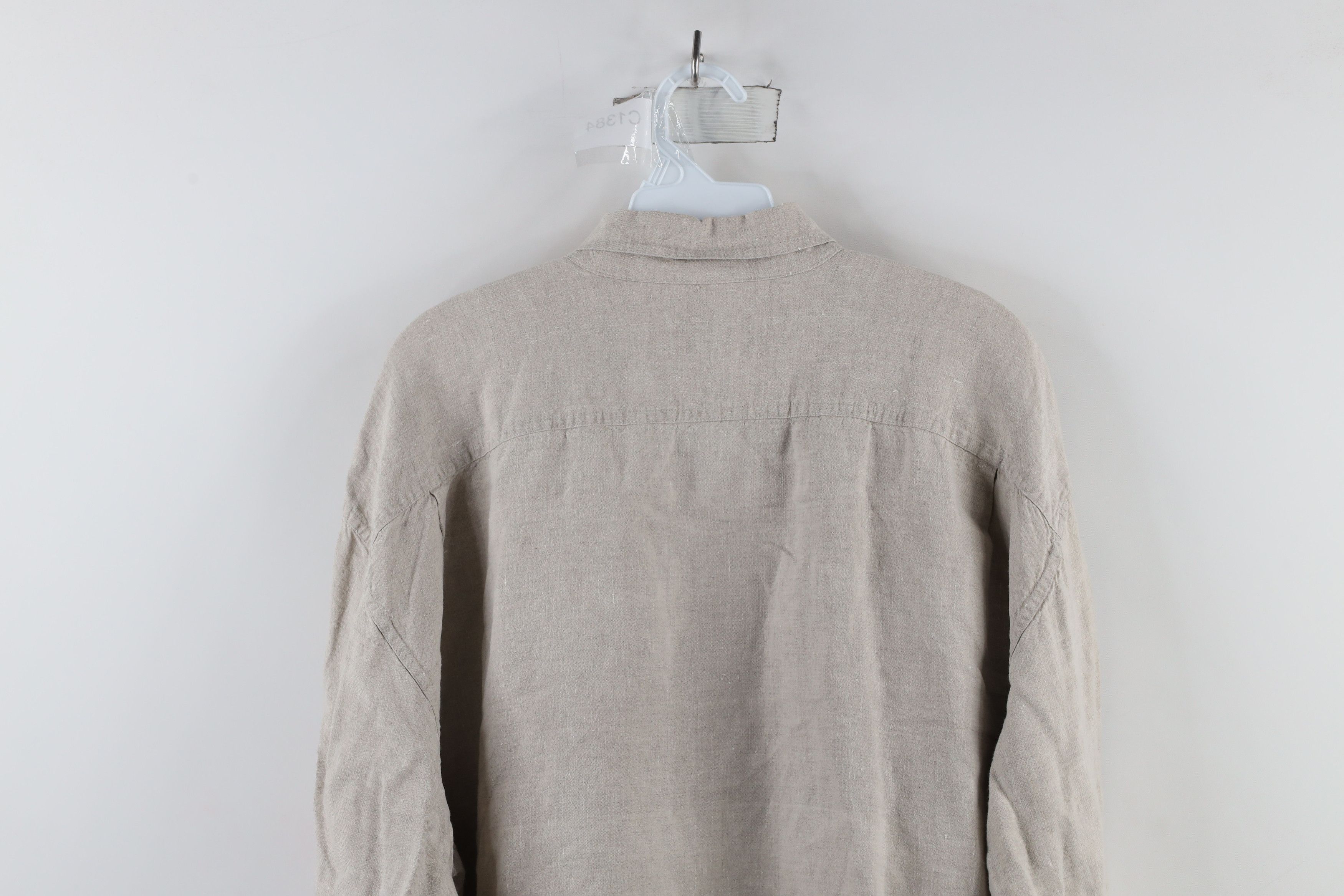 Vintage Vintage 90s Streetwear Fit Linen Collared Button Shirt Beige Size US XL / EU 56 / 4 - 10 Thumbnail