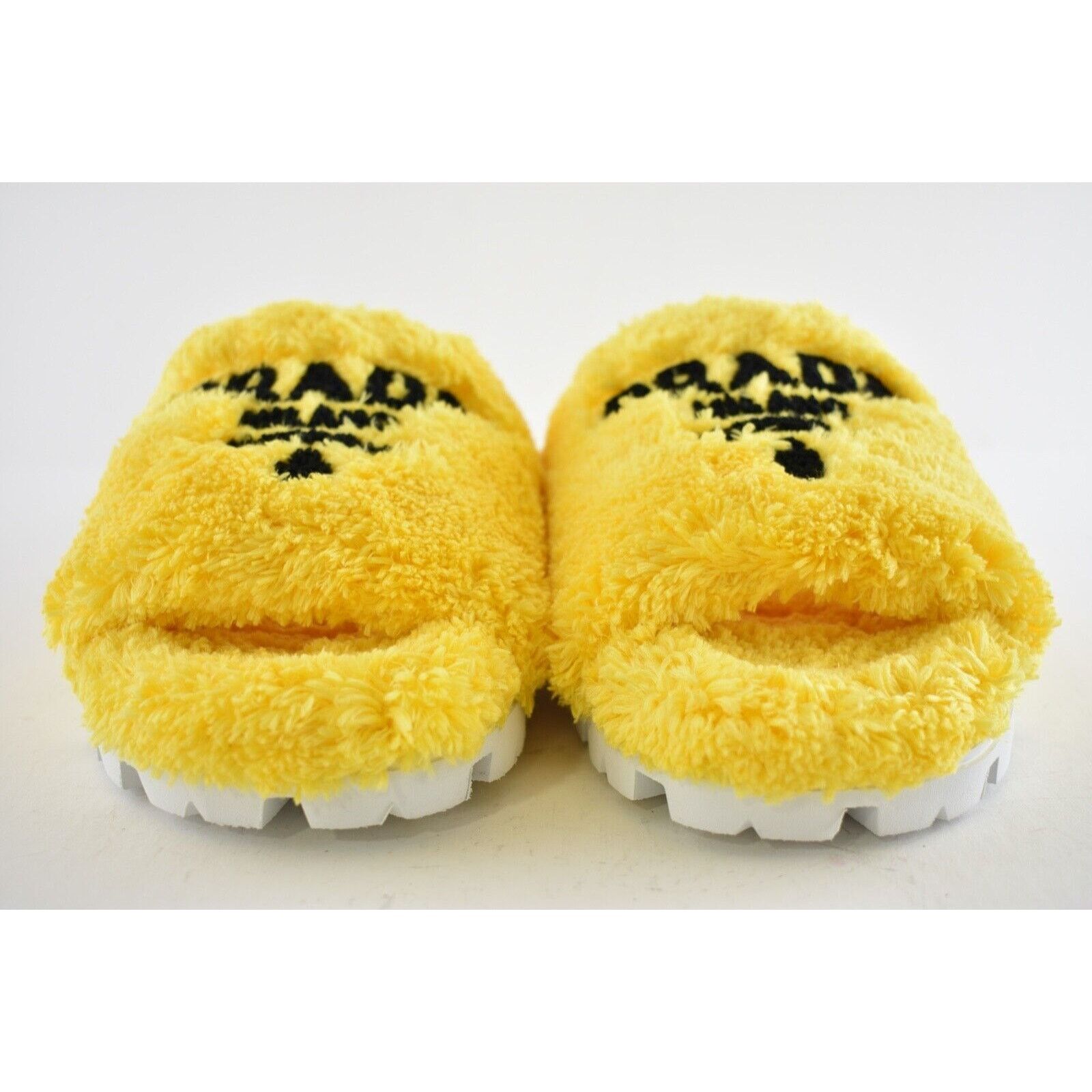 Prada Prada Yellow Terry Cloth Black Logo Slide Sandal Rubber Sole Size US 11 / IT 41 - 6 Thumbnail