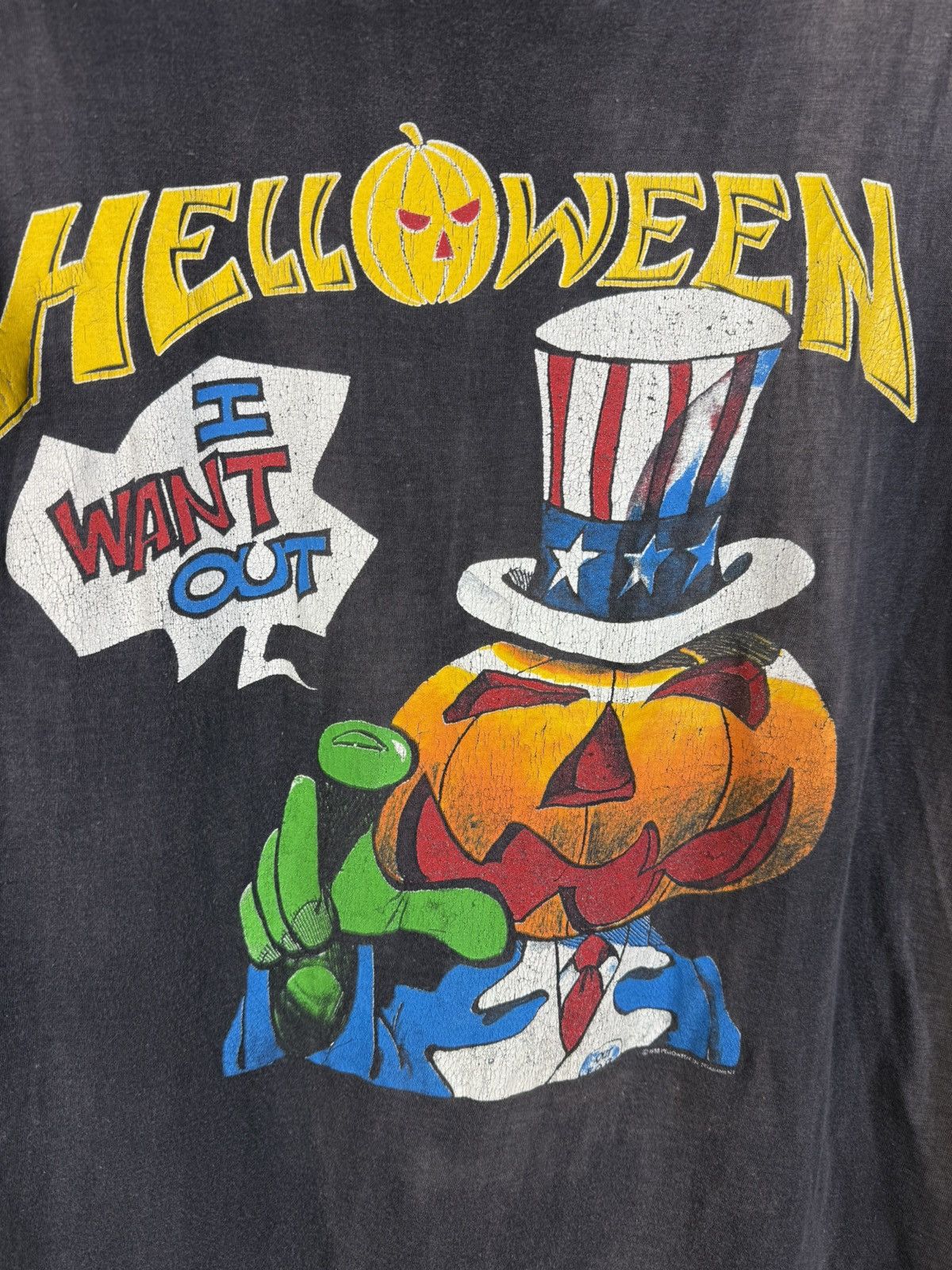 Band Tees 80s Helloween 1988/89 I Want Out Pumpkins Fly Free T-Shirt M Size US M / EU 48-50 / 2 - 2 Thumbnail