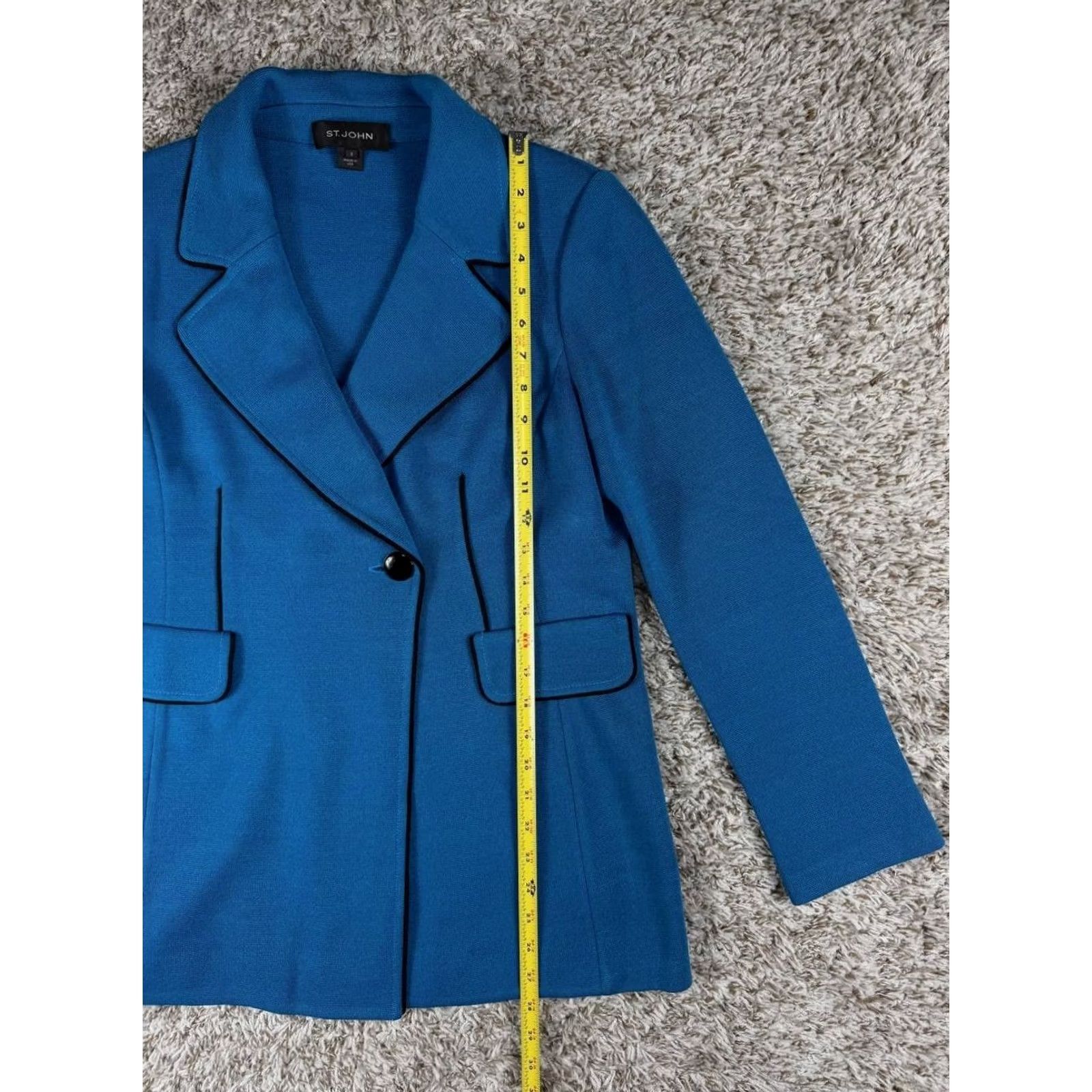St. John St. John Santana Knit Blazer Jacket Blue Black Trim Size 6 USA Womens Size M / US 6-8 / IT 42-44 - 4 Thumbnail