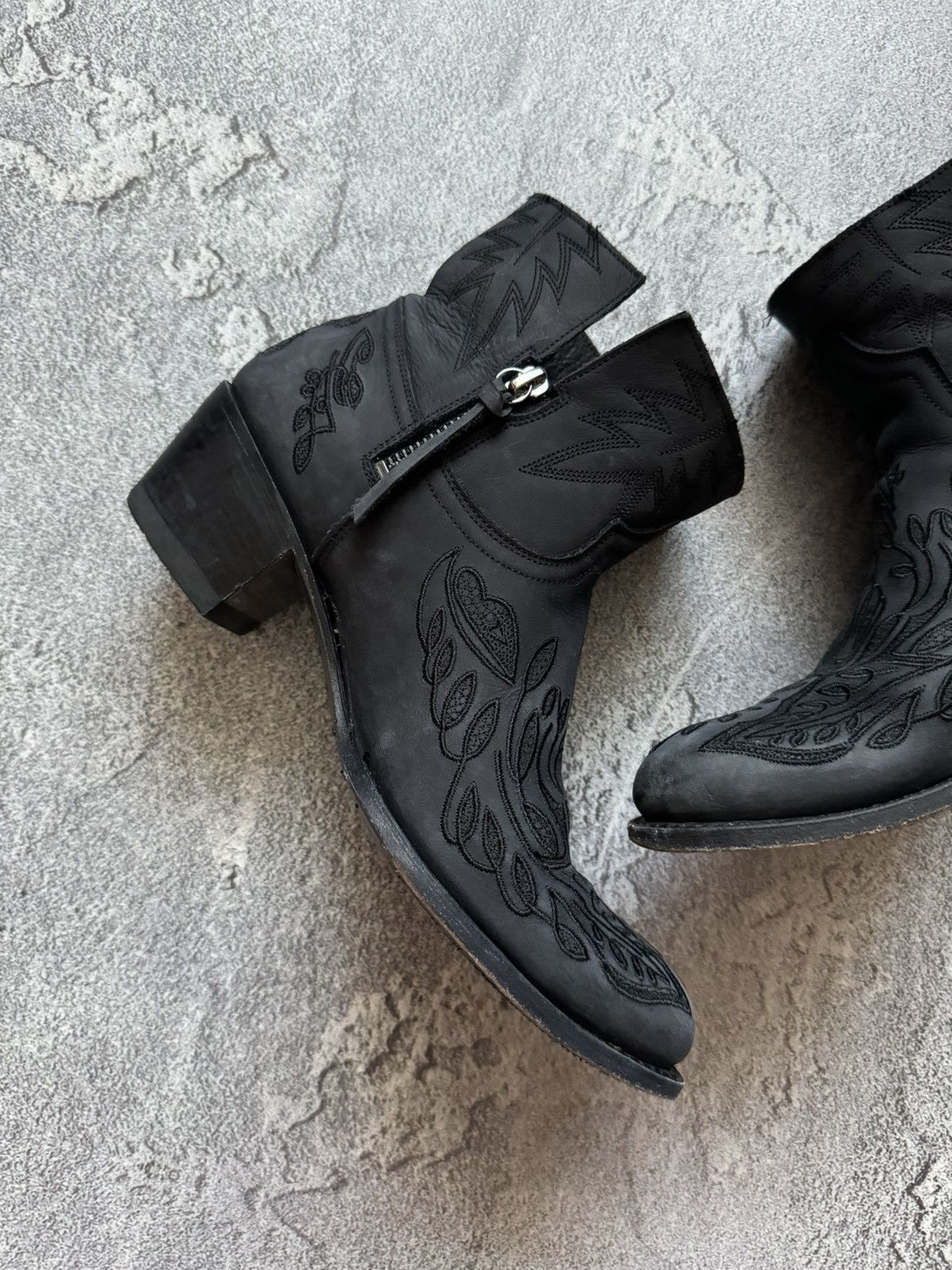 Sendra × Vintage Sendra 39 Wmns black leather cowboy boots hi top Size US 9 / IT 39 - 6 Thumbnail