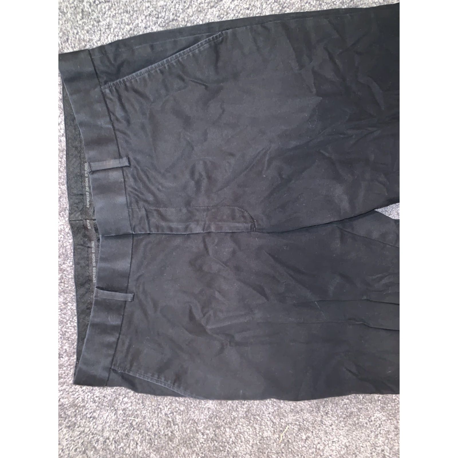 Express Express Producer Black Dress Pants Men 33x30 Flat Front Modern Fit Straight Leg Knit Cotton Spandex Size US 33 - 2 Thumbnail