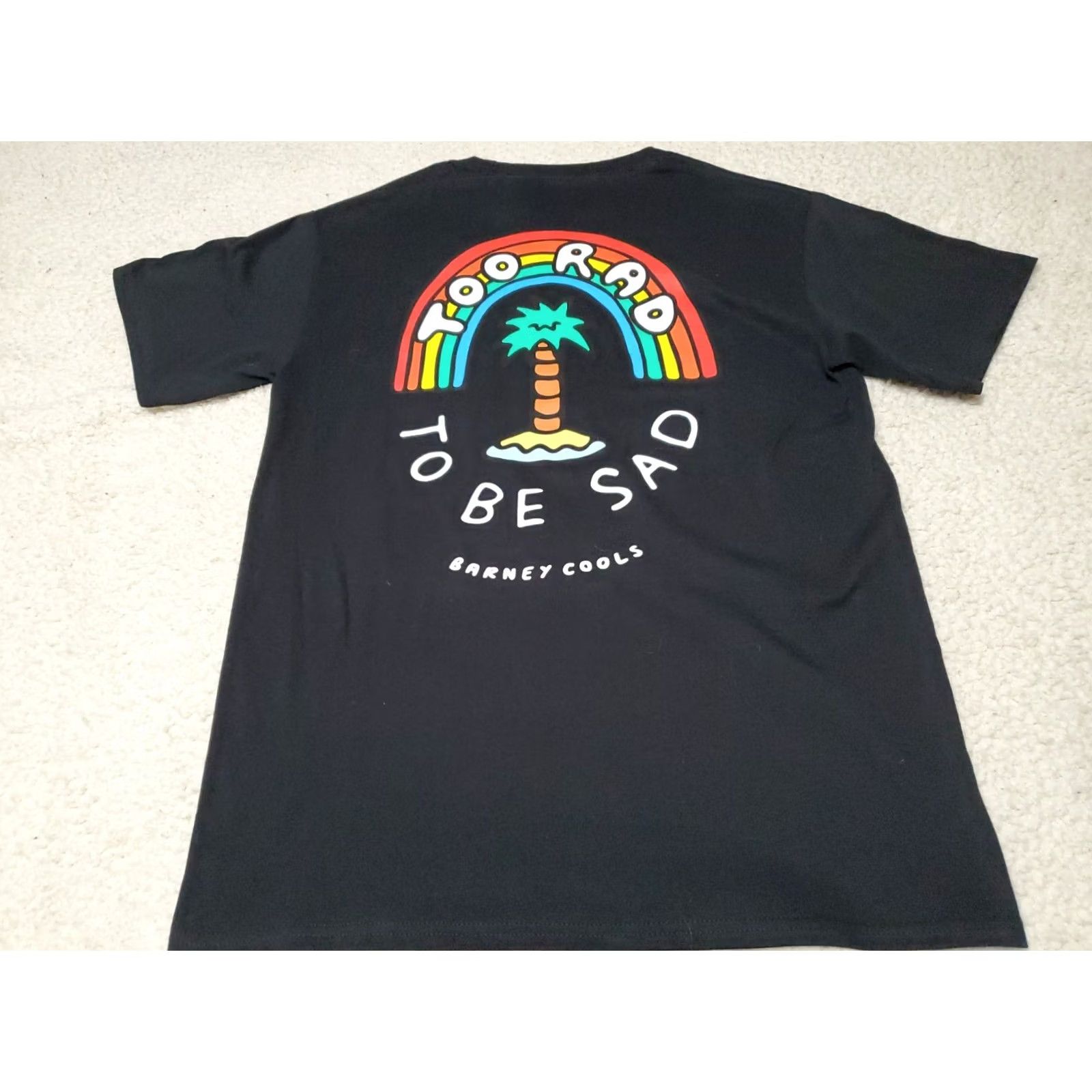 Barney Cools Tshirt Small Black Short Sleeve Too Rad To Be Sad 90s Mens, Men's — image 3 of 6
