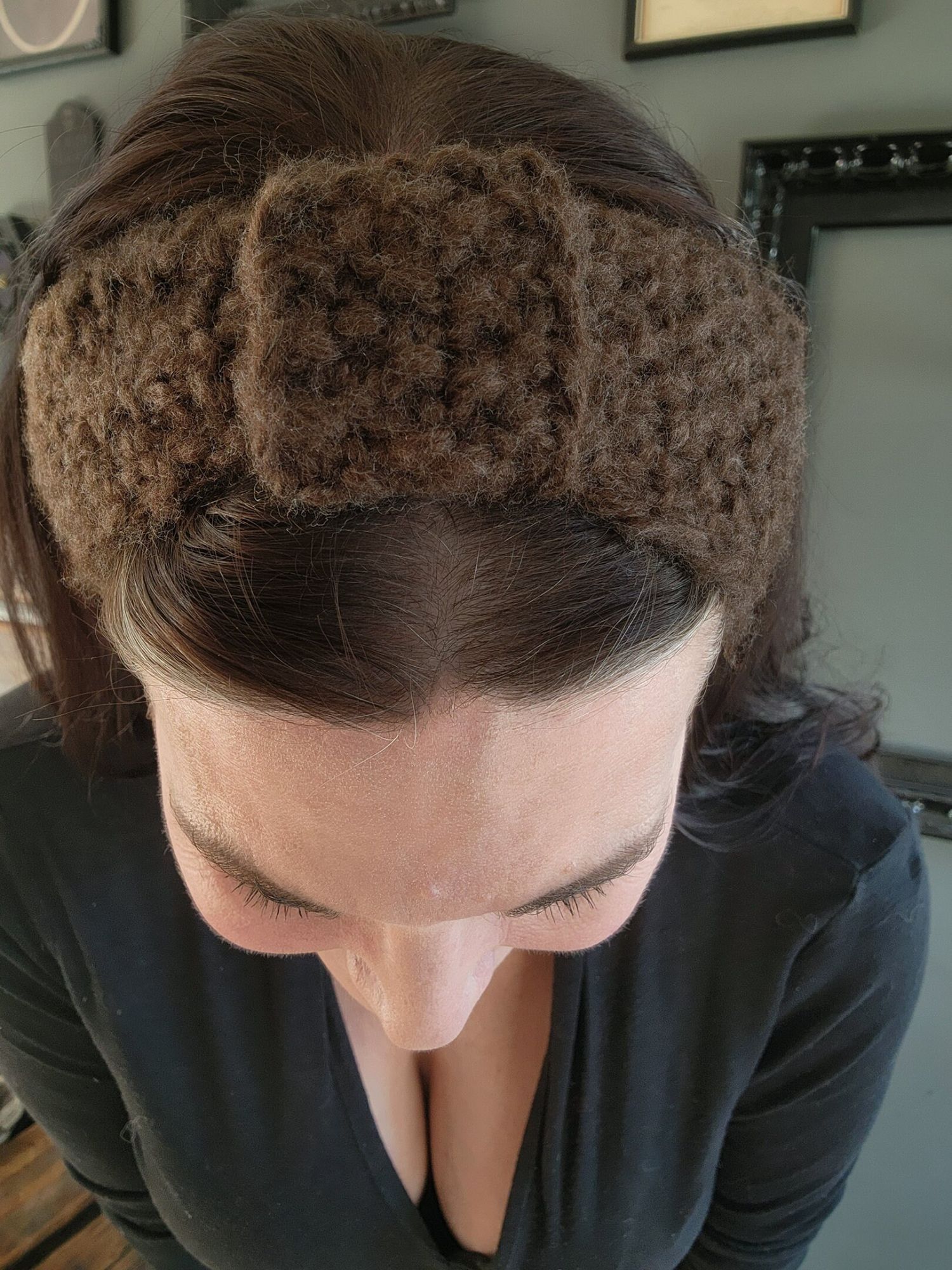 Handmade Hand Knit Headband, Earwarmer in Brown, "Highlands", One of Size ONE SIZE - 7 Thumbnail