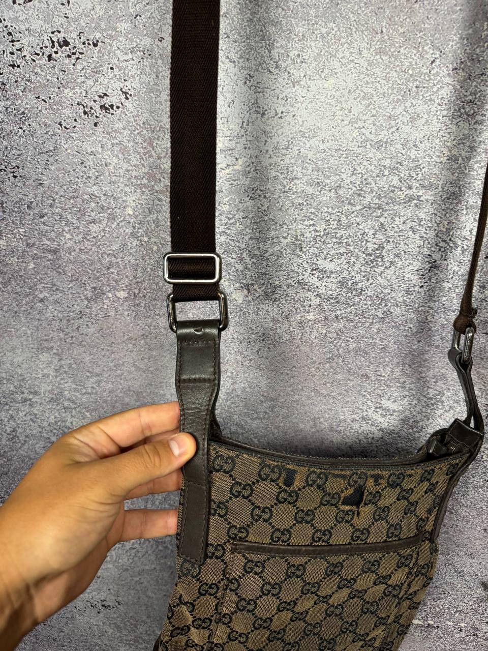 Gucci GUCCI GG Canvas Shoulder Bag Beige Dark Brown Auth Size ONE SIZE - 3 Thumbnail