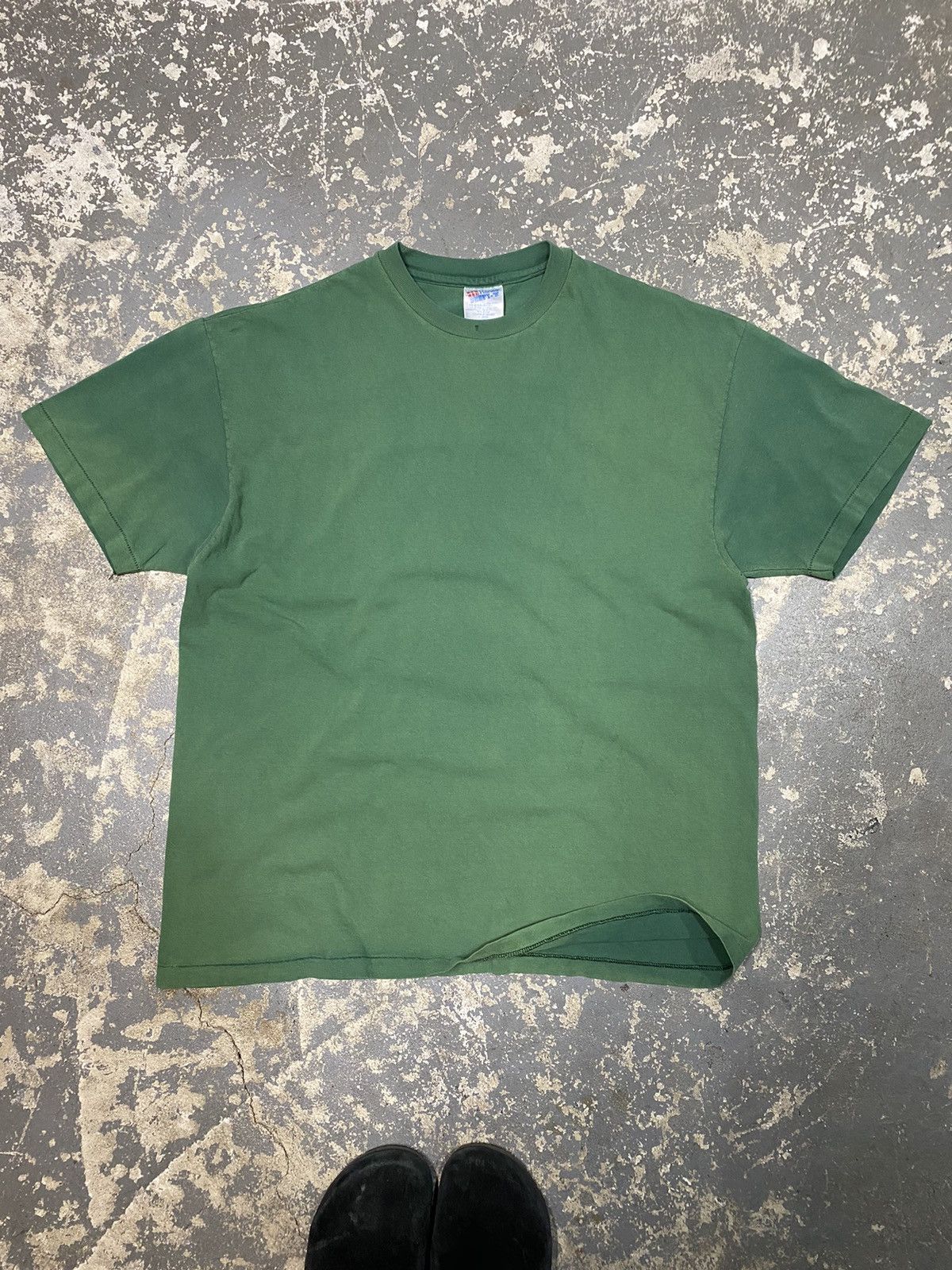 Image of Vintage Faded Green 90's Single Stitch Usa Hanes Beefy Blank, Men's (Size XL)