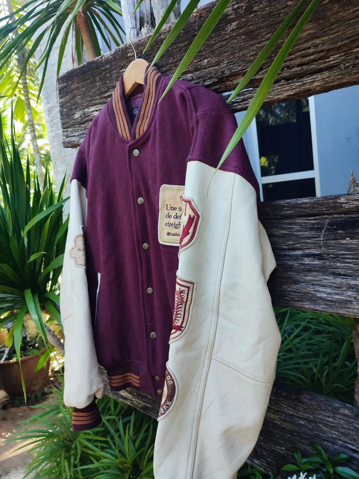 Vintage Vintage 90s Grosbec Varsity Jacket Embroidery French Patches Size US L / EU 52-54 / 3 - 13 Thumbnail