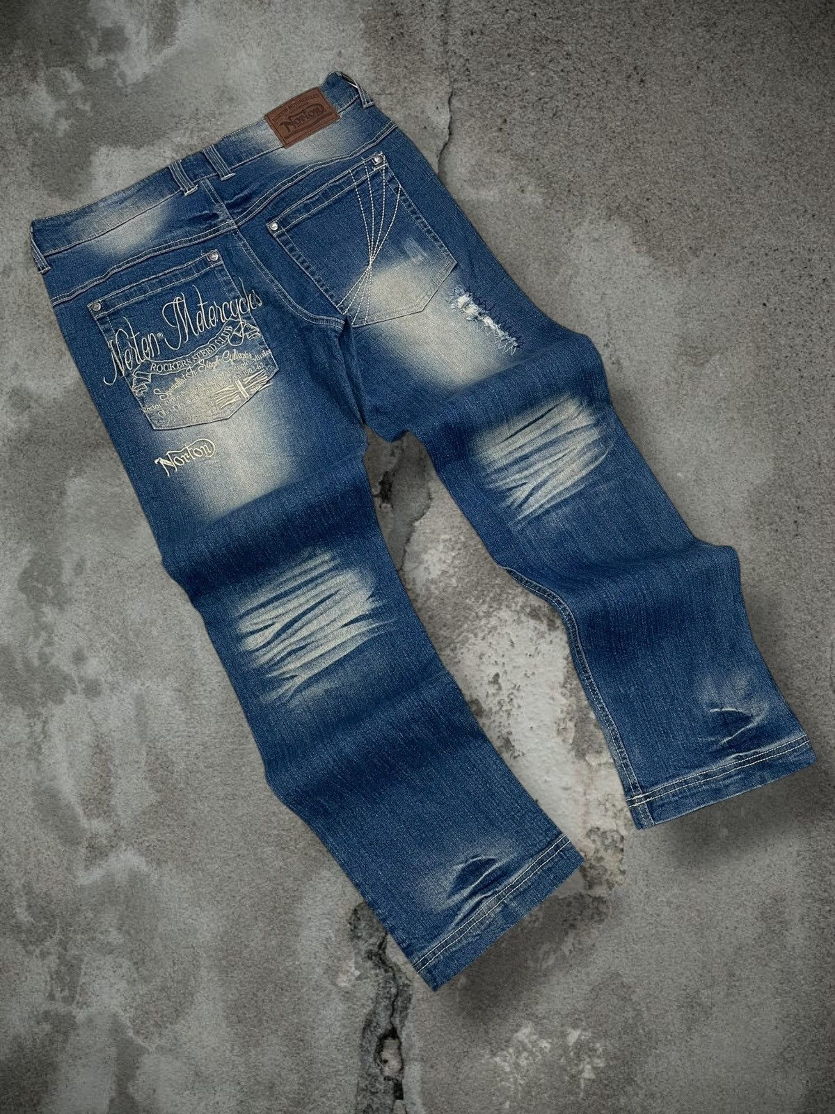 Japanese Brand Vintage Rare Designer Norton Motorcyles Distressed Denim Size US 32 / EU 48 - 12 Thumbnail
