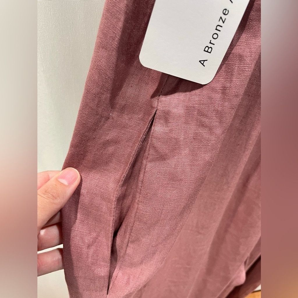 Other NEW A Bronze Age Ruby 100% Linen Pink Cropped Jumpsuit US S Size 28" / US 6 / IT 42 - 10 Thumbnail