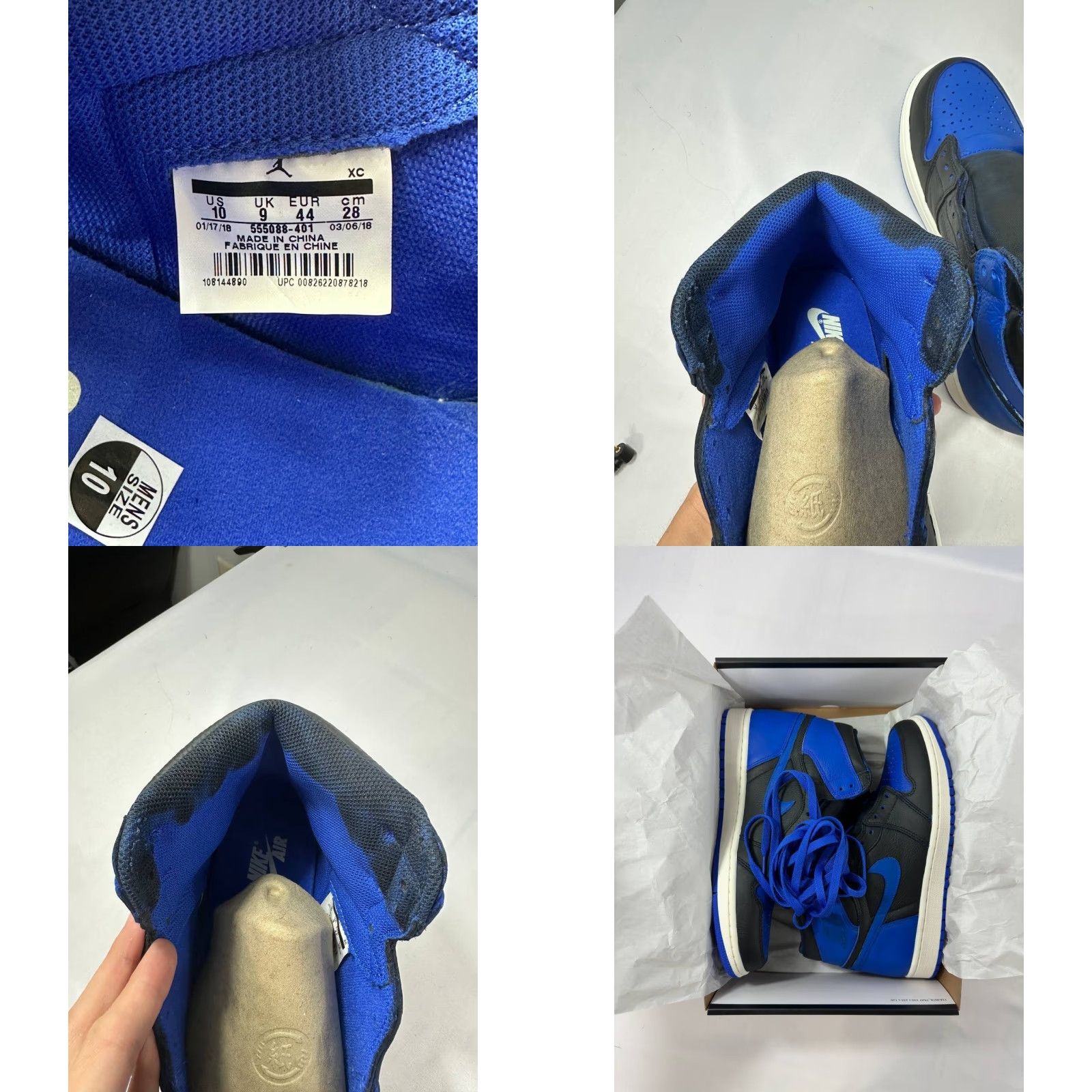Jordan Brand Nike Air Jordan 1 Retro High Hyper Royal 555088-401 Sneakers Men Size 10 Blue Leather Custom Size US 10 / EU 43 - 8 Thumbnail