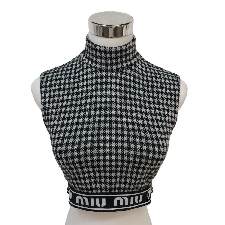 Miu Miu Miu Miu Houndstooth Logo Waistband Top Size 36 Size XS / US 0-2 / IT 36-38 - 1 Thumbnail