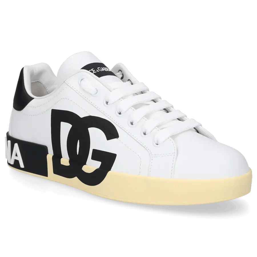 image of Dolce Gabbana Os11X0124 Portofino Logo Sneakers In Bianco Nero, Men's (Size 9)
