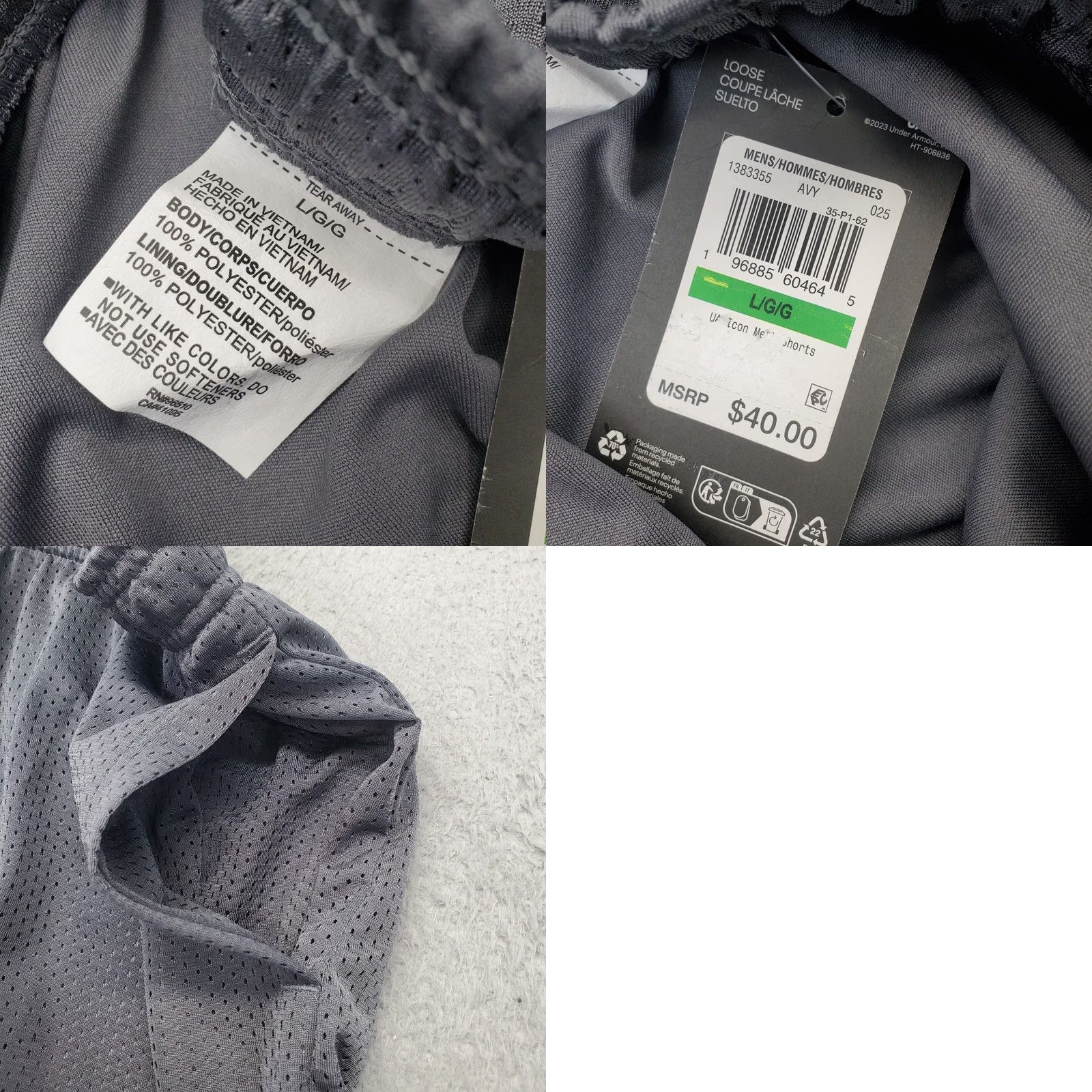 Under Armour Under Armour UA Icon Shorts Mens L Gray Lightweight Drawstring Size US 33 - 8 Thumbnail