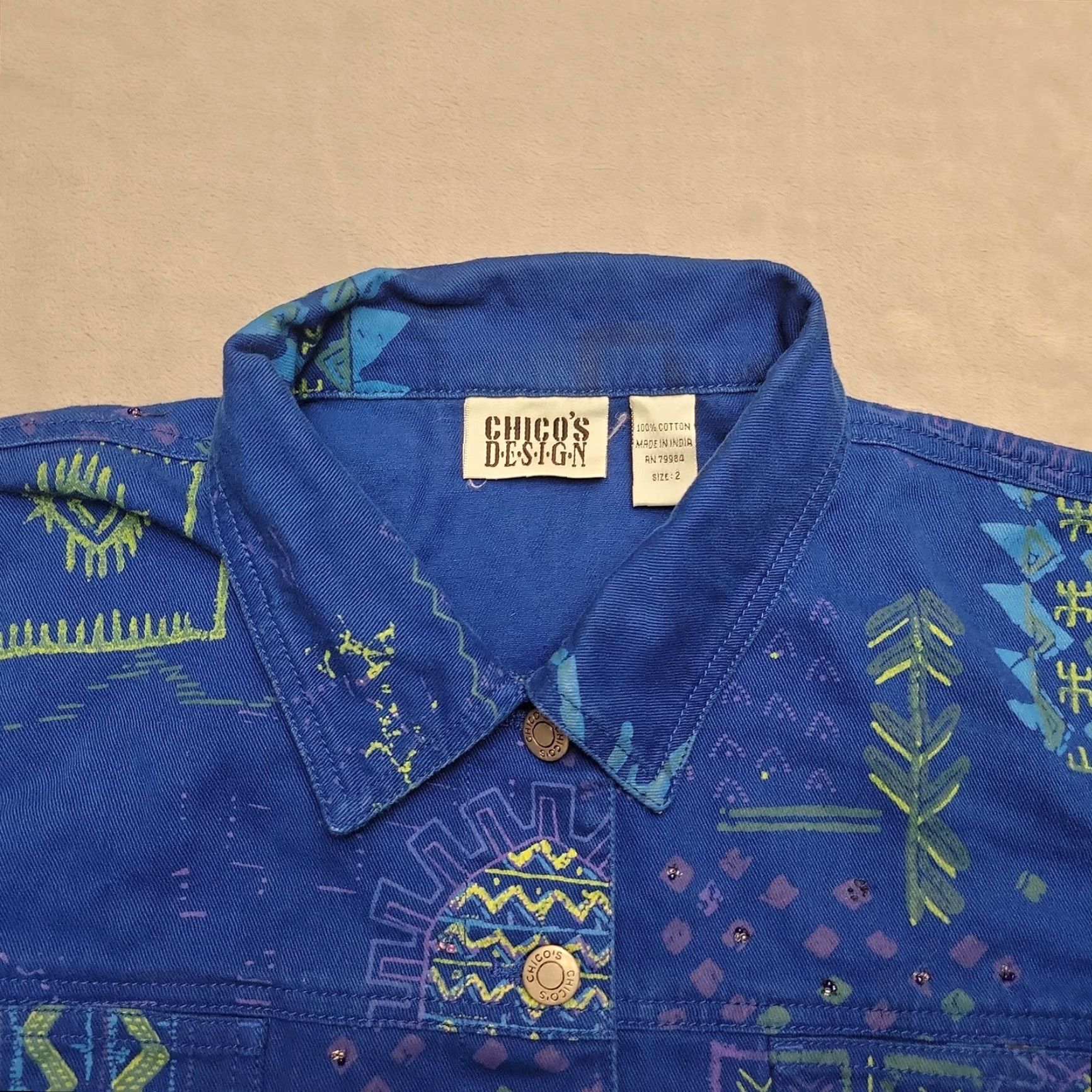 Vintage VINTAGE Chico's Jacket Womens 12 Blue Twill Trucker Casual Classic Jacket Size XL / US 12-14 / IT 48-50 - 3 Thumbnail