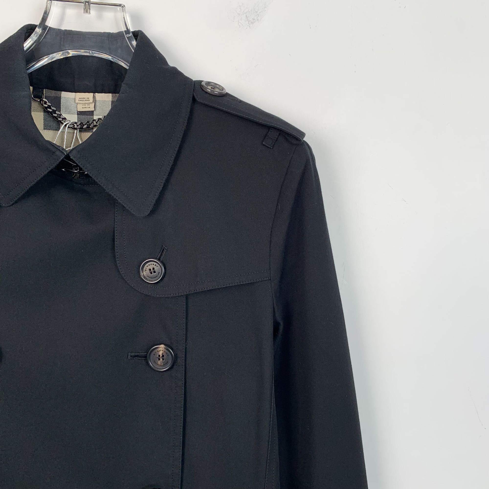 Burberry Burberry Black Cotton Double-Breasted Trench Coat With Belt Size S / US 4 / IT 40 - 8 Thumbnail