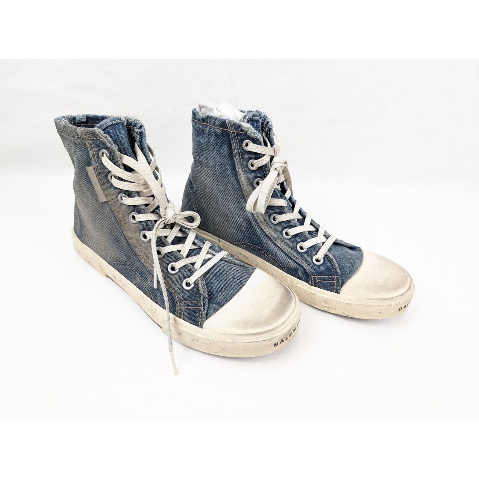 Balenciaga o1rshd1 90'S Paris High-Top Sneakers in Denim Blue Size US 14 / EU 47 - 12 Thumbnail