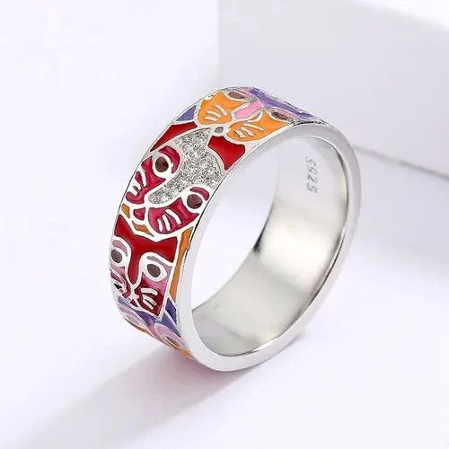 Japanese Brand Enamel Color Cat Face Rings (size 6-10) Size ONE SIZE - 2 Thumbnail