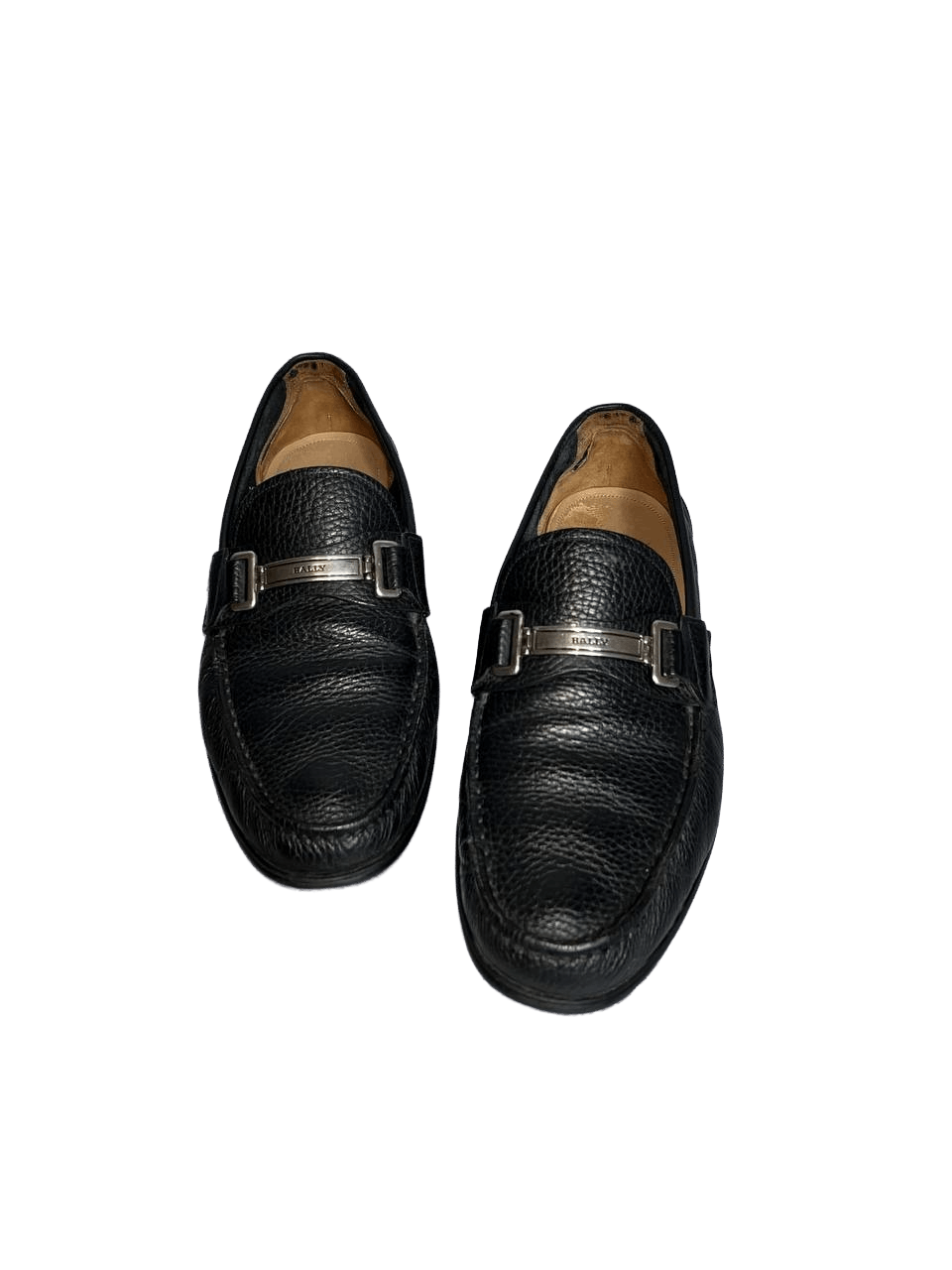 Bally Bally Grained Black Leather Silver Logo Loafers boots dress Size US 10 / EU 43 - 1 Thumbnail