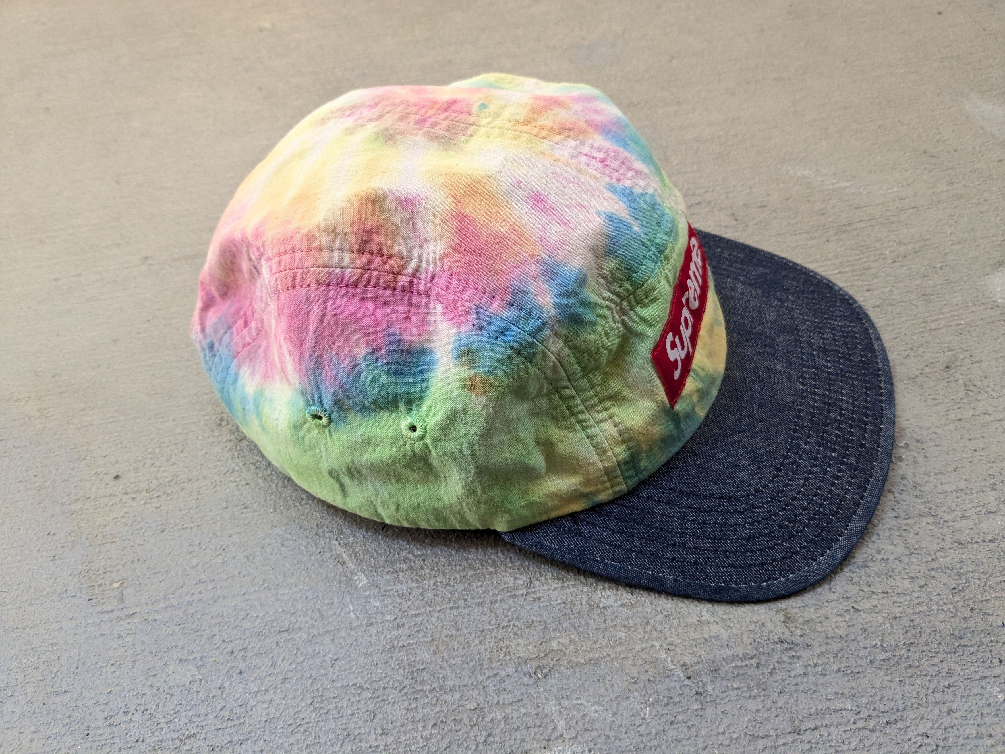 Supreme Supreme Tie Dye Camp Cap 5 Panel Rainbow Denim SS13 Size ONE SIZE - 3 Thumbnail