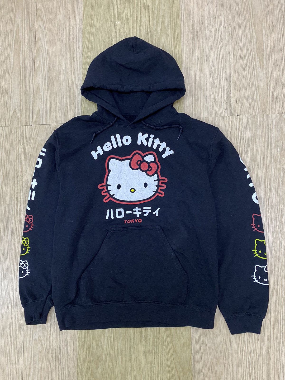 image of Vintage Hello Kitty Tokyo Pullover Hoodie in Black, Men's (Size Small)