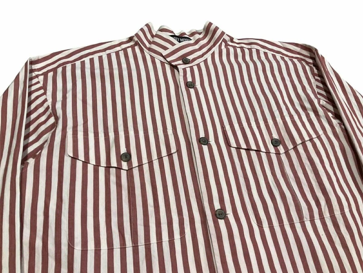 Issey Miyake 🔥Rare Vintage Issey Miyake Striped Shirt Stand Collar Size US XL / EU 56 / 4 - 7 Thumbnail
