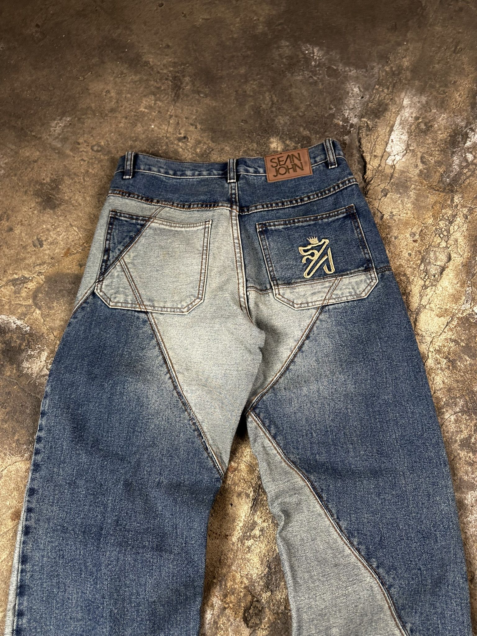 Sean John 2000s Sean John Patchwork Oversized Hiphop Rap Jeans Pants Size US 32 / EU 48 - 3 Thumbnail